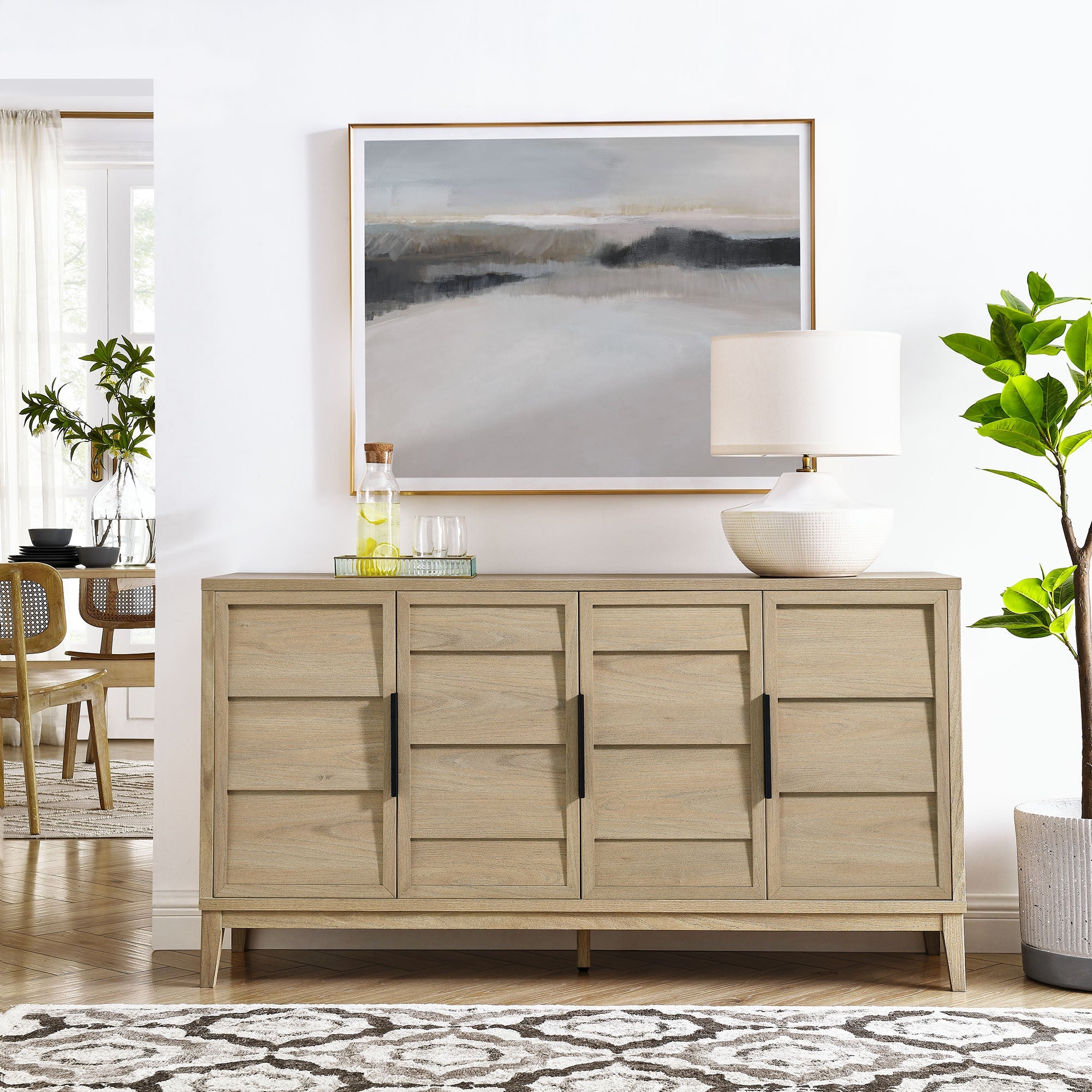 Sinya 4-Door Sideboard in Light Oak