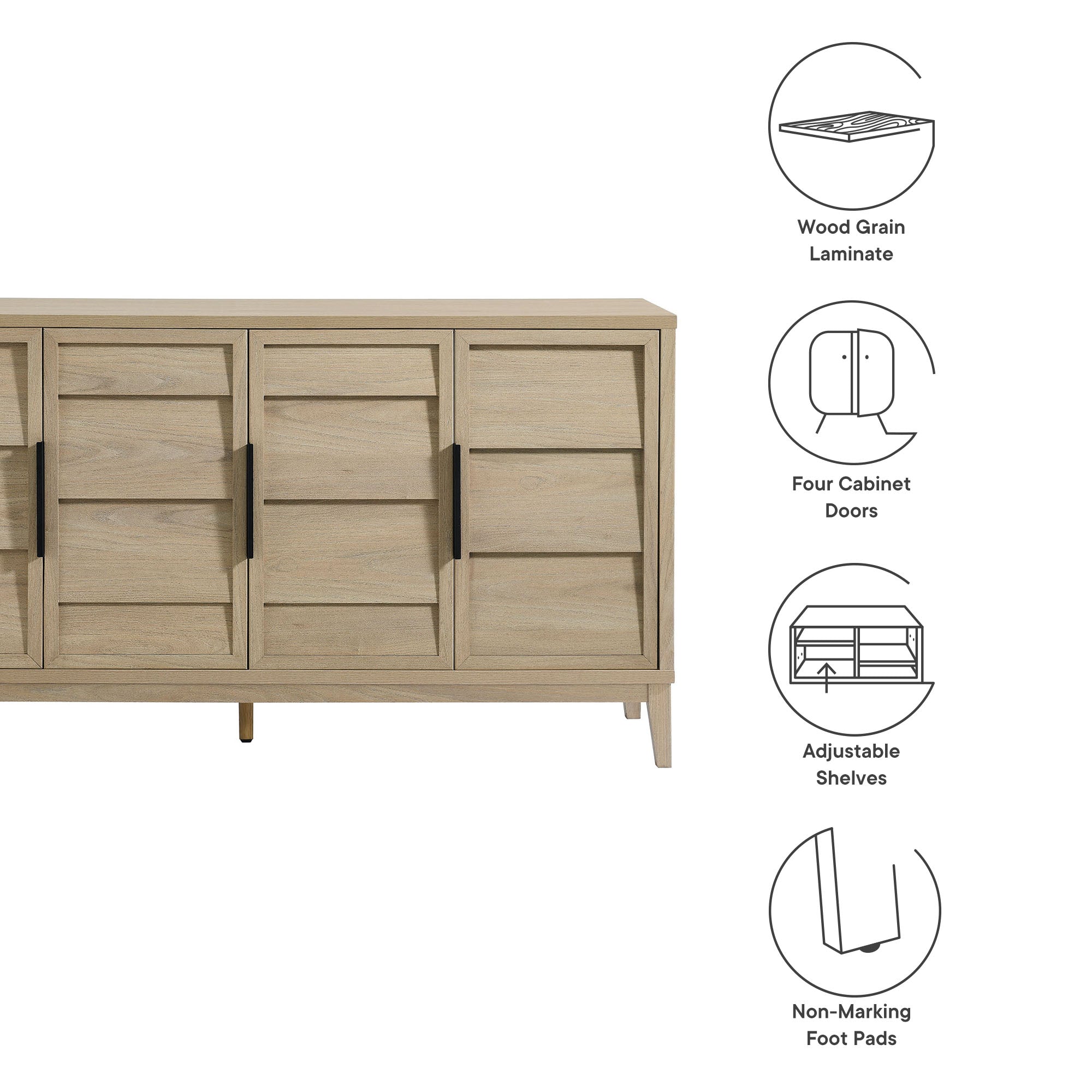 Sinya 4-Door Sideboard in Light Oak