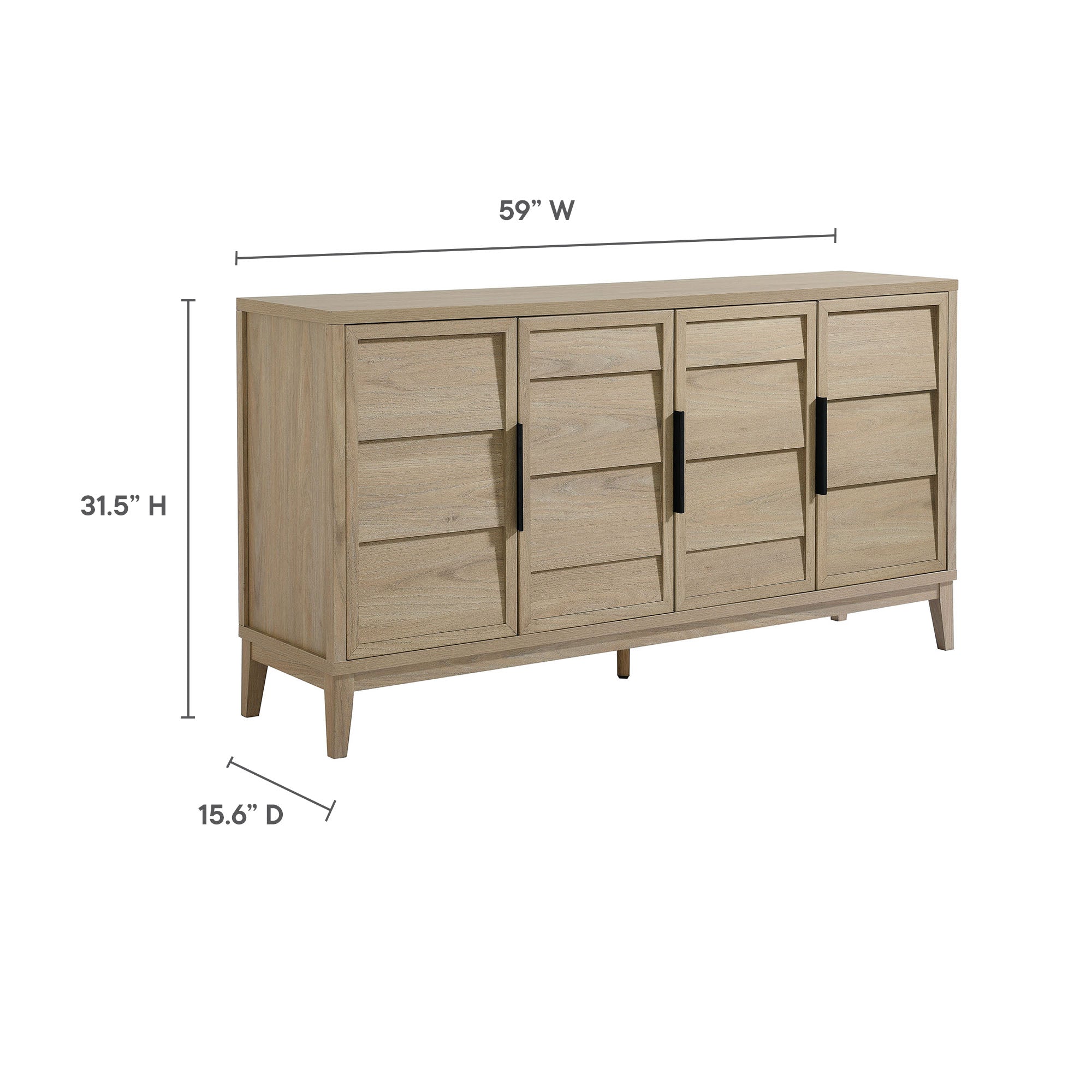 Sinya 4-Door Sideboard in Light Oak