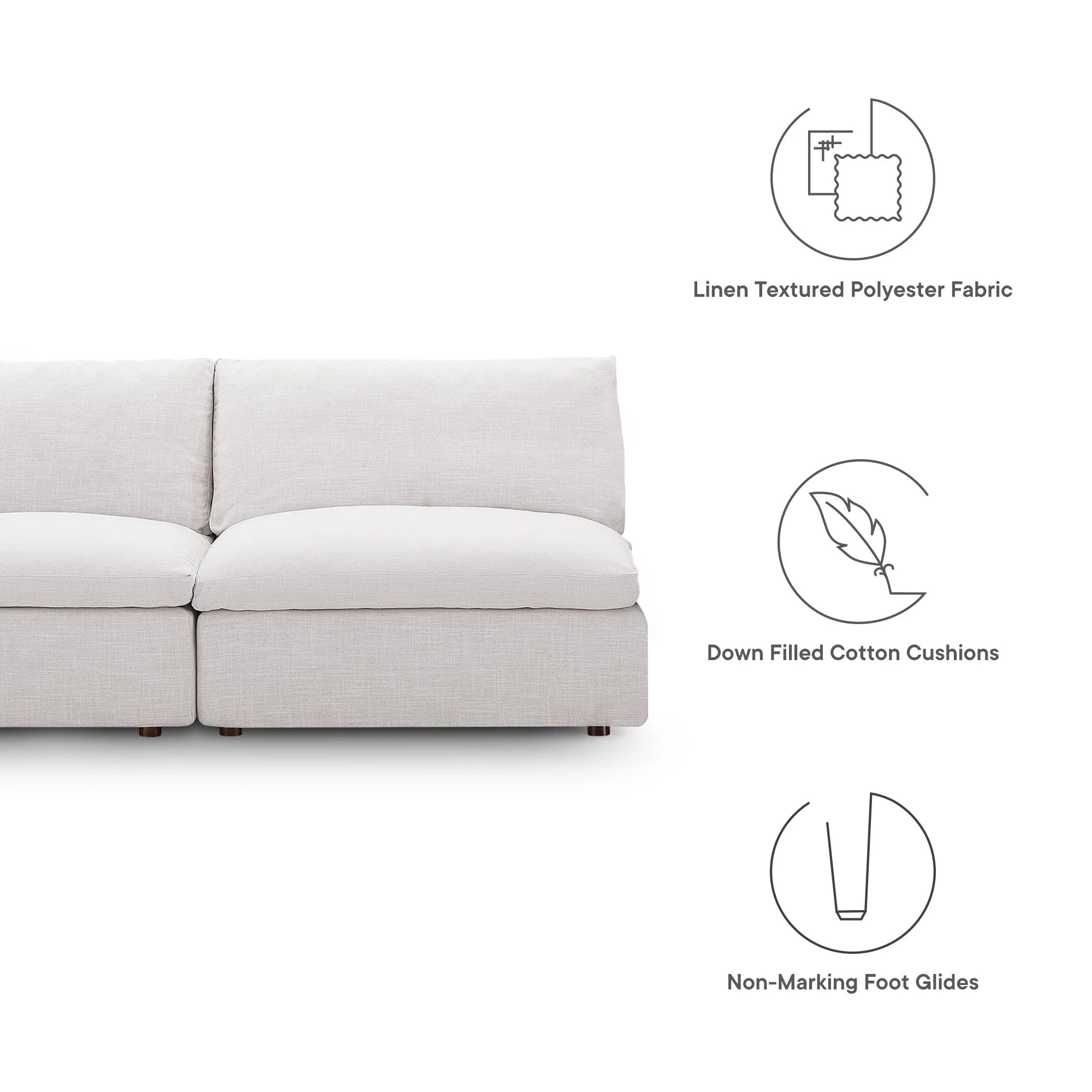 Commix Down Filled Overstuffed 2-Piece Armless Sectional Loveseat