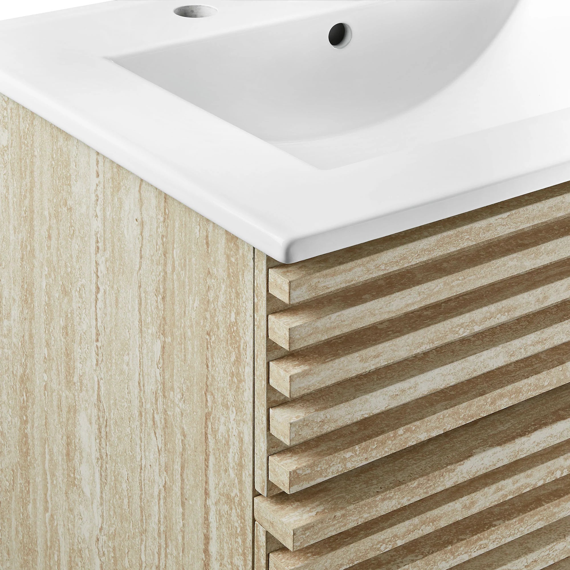 Meubles de salle de bain en bois avec vasque blanche incluse