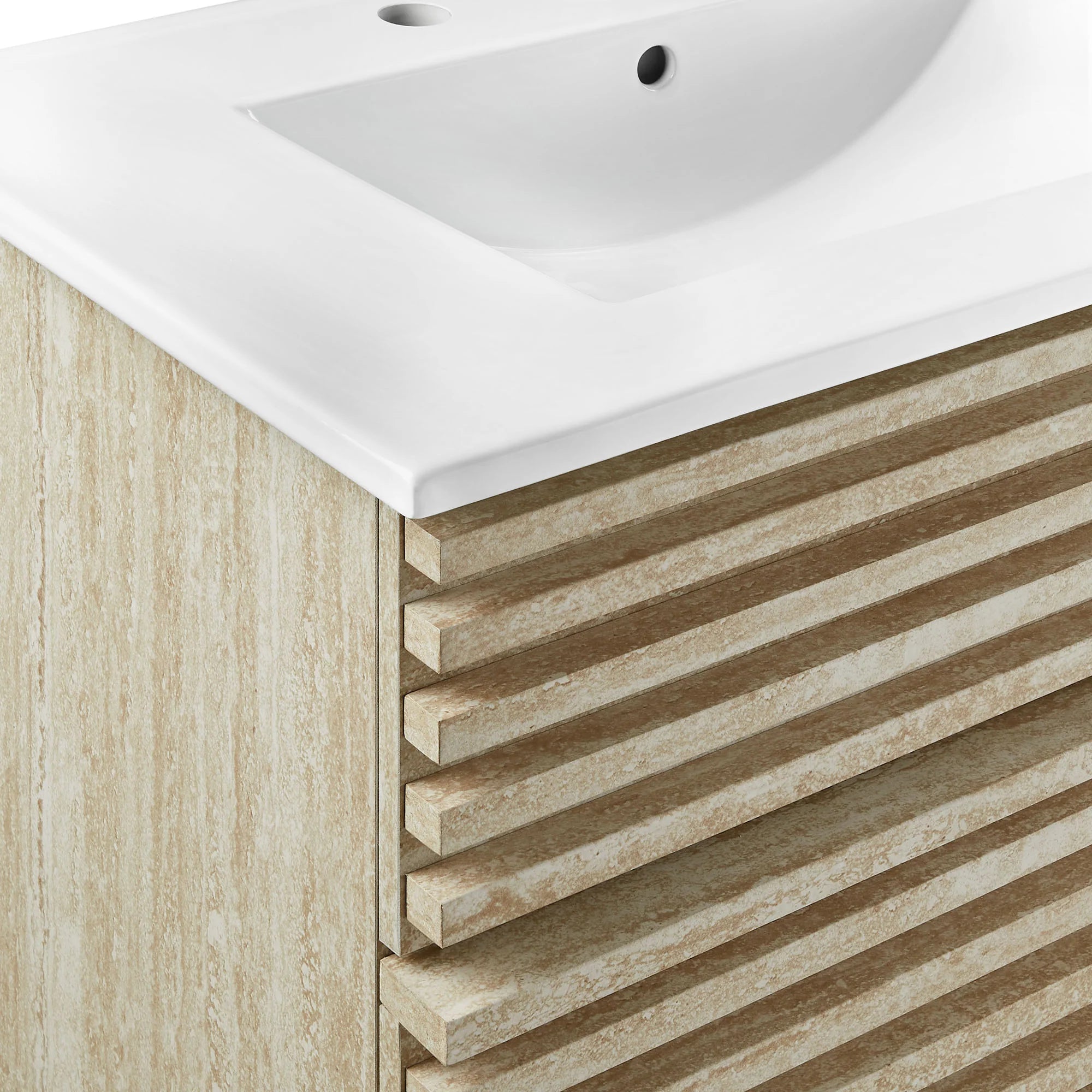 Meubles de salle de bain en bois avec vasque blanche incluse