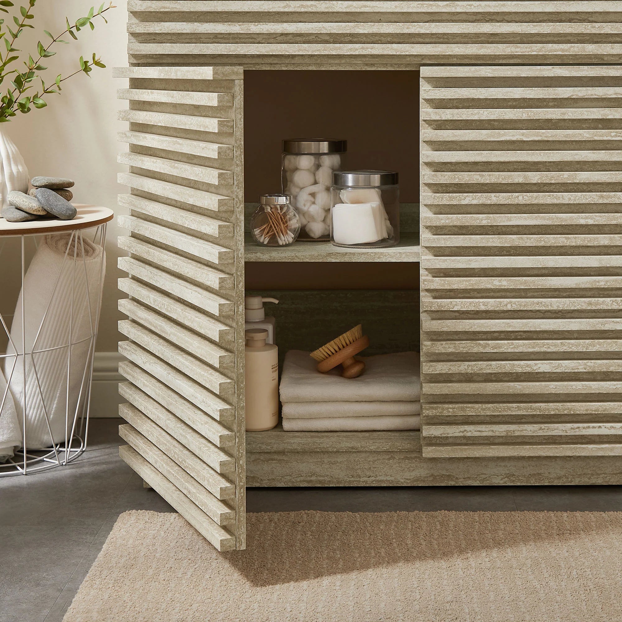 Meubles de salle de bain en bois avec vasque blanche incluse