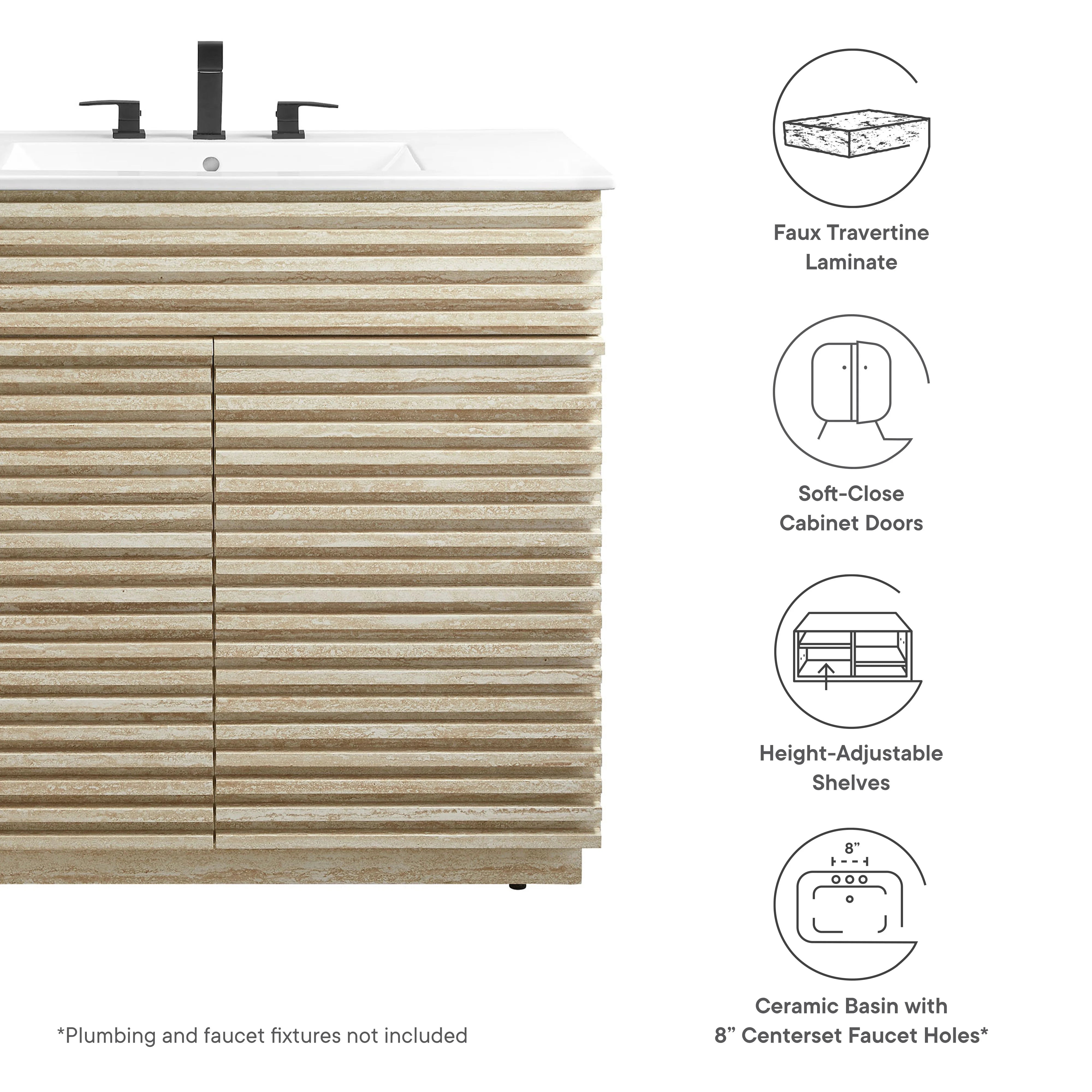 Meubles de salle de bain en bois avec vasque blanche incluse