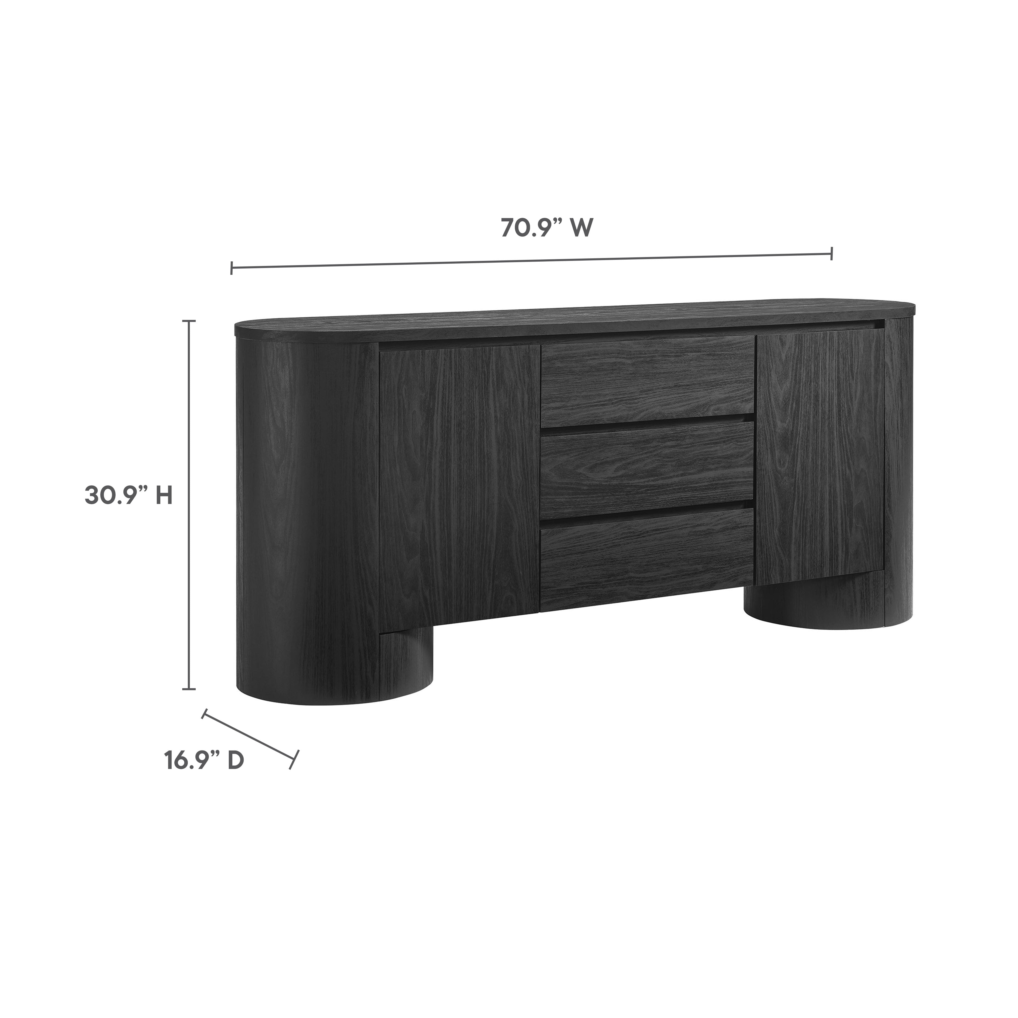 Duval 71" Rounded Sideboard Storage Cabinet