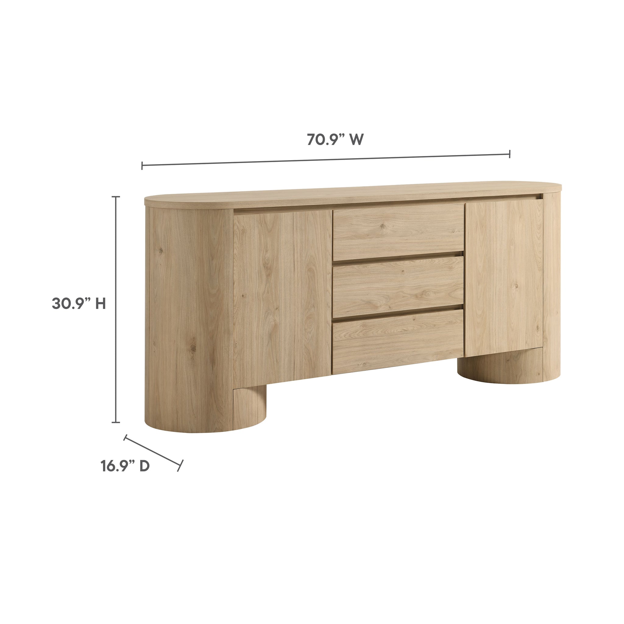 Duval 71" Rounded Sideboard Storage Cabinet