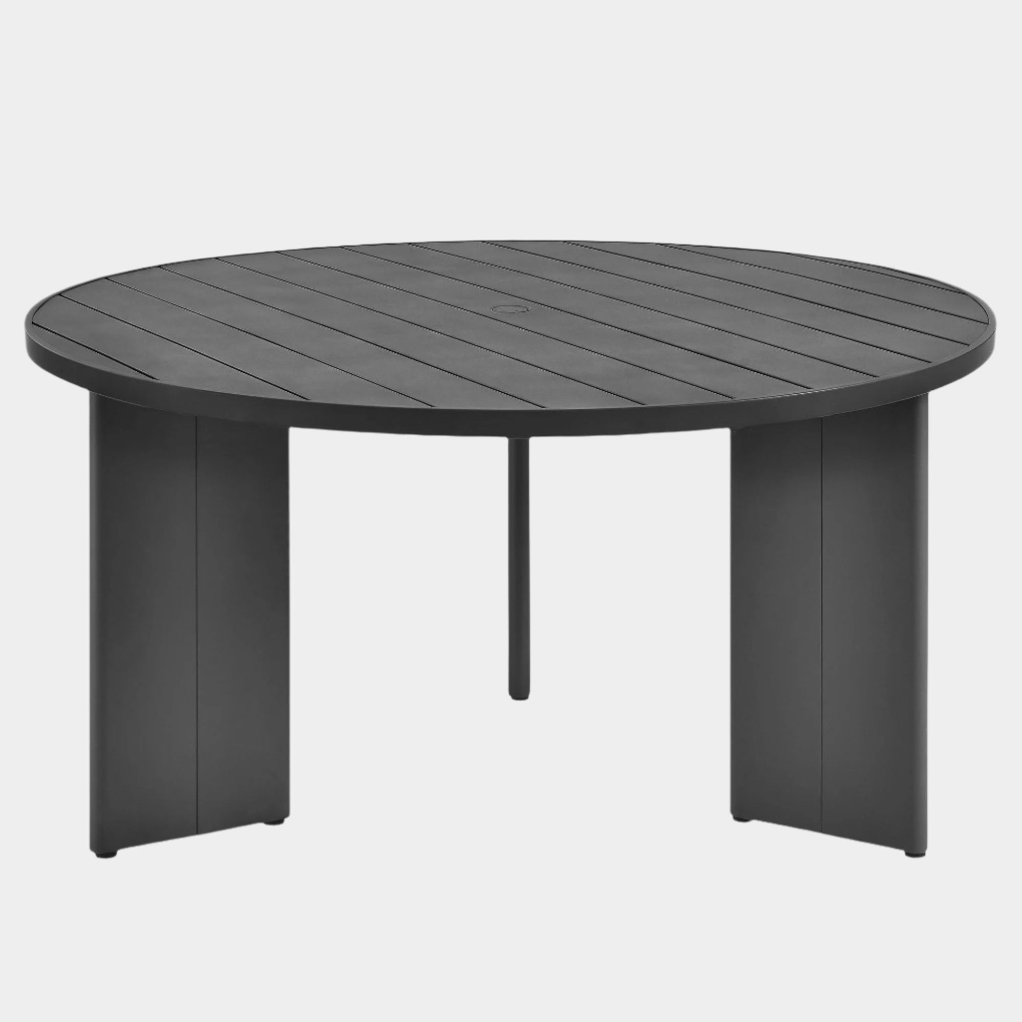 Tahoe Round Outdoor Patio Aluminum Dining Table in Gray