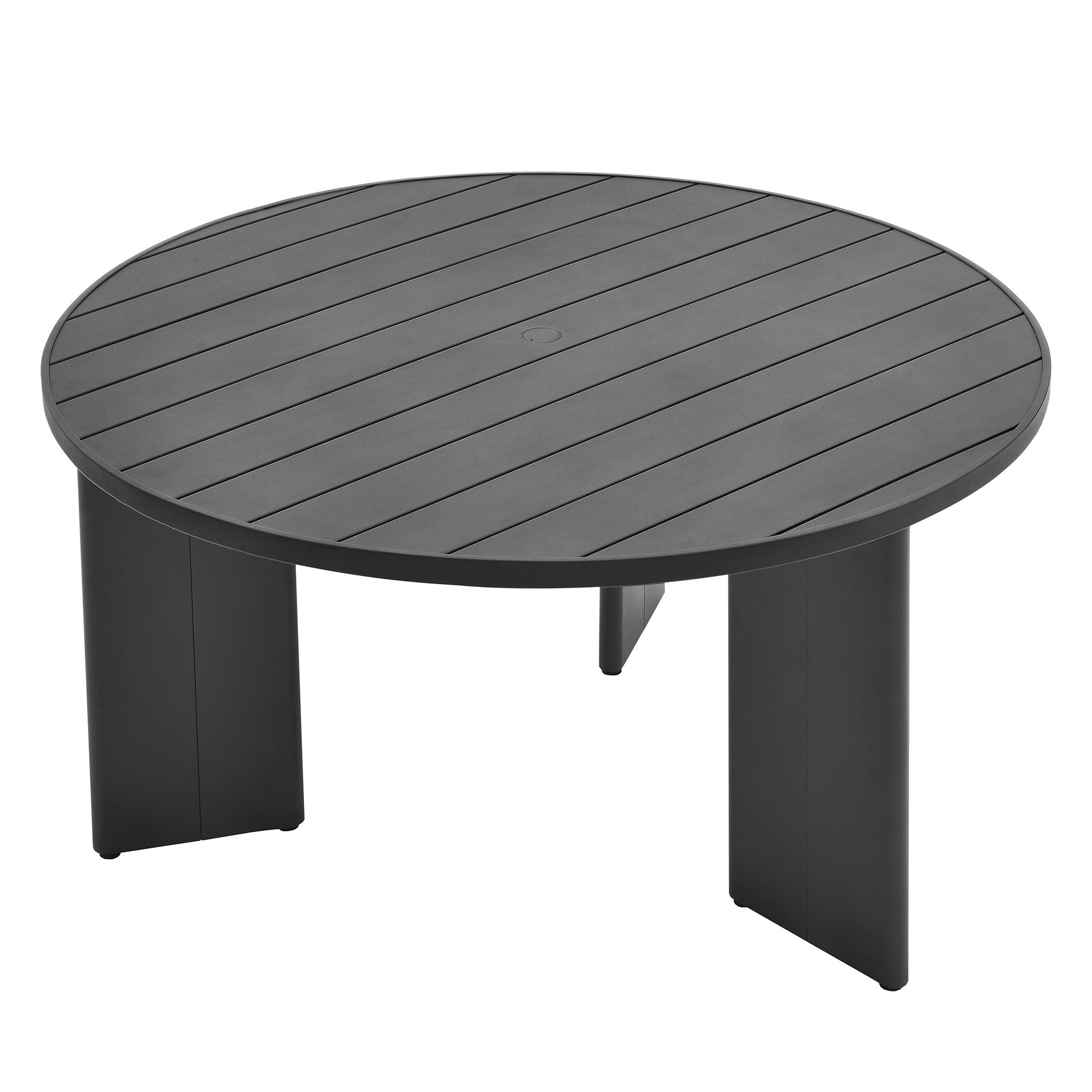 Tahoe Round Outdoor Patio Aluminum Dining Table in Gray