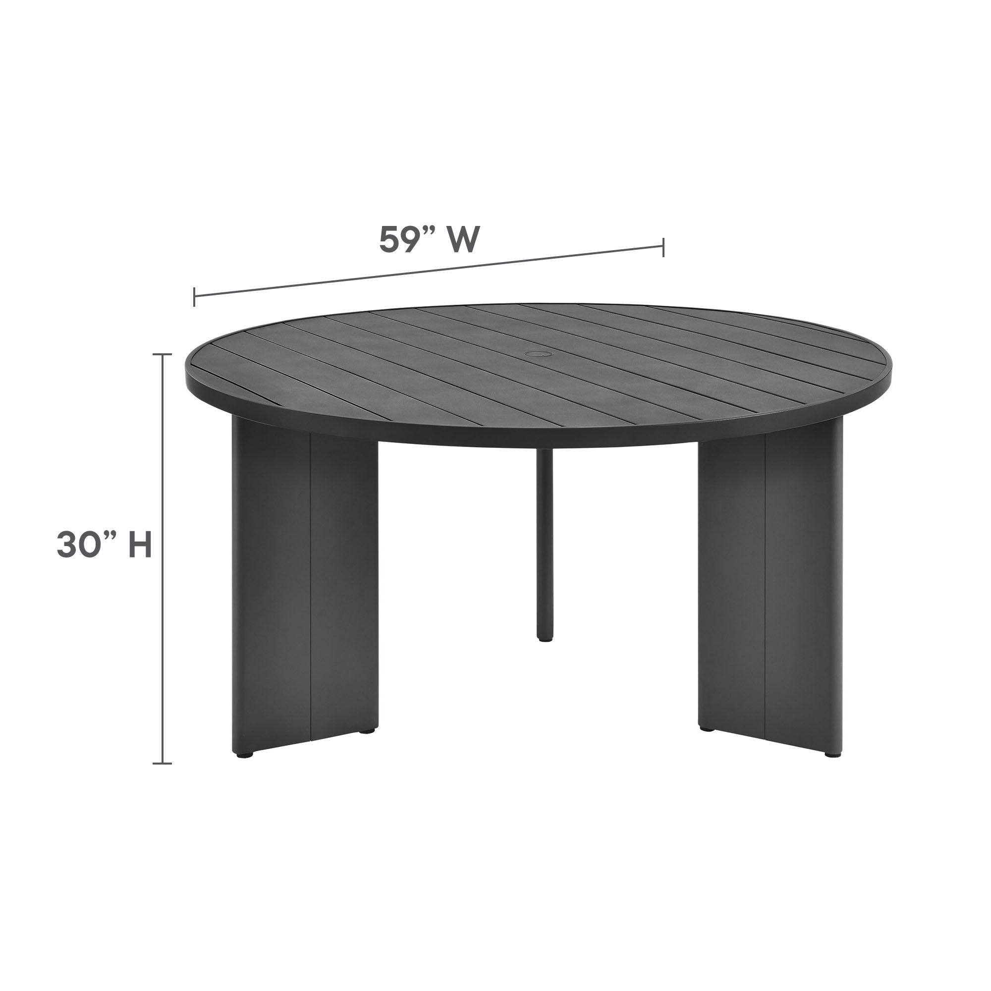 Tahoe Round Outdoor Patio Aluminum Dining Table in Gray