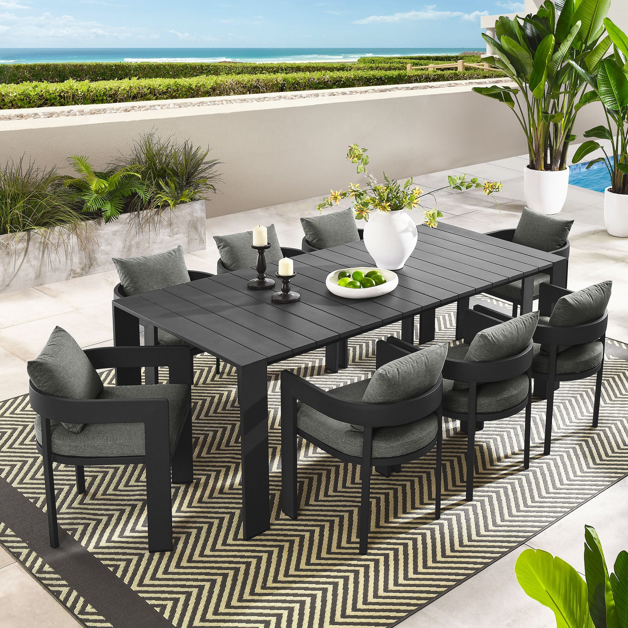 Tahoe 9-Piece Outdoor Patio Aluminum Dining Set