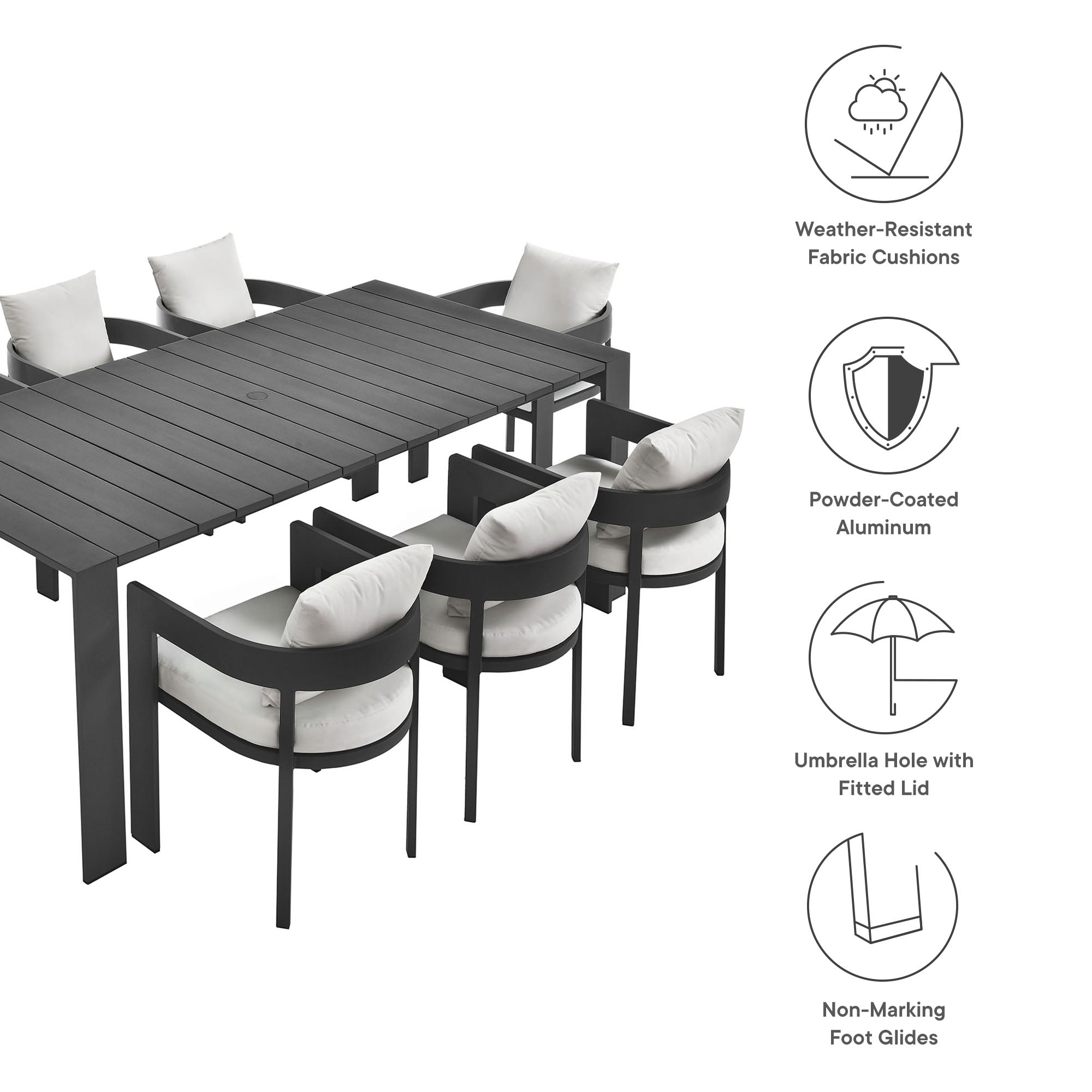 Tahoe 9-Piece Outdoor Patio Aluminum Dining Set