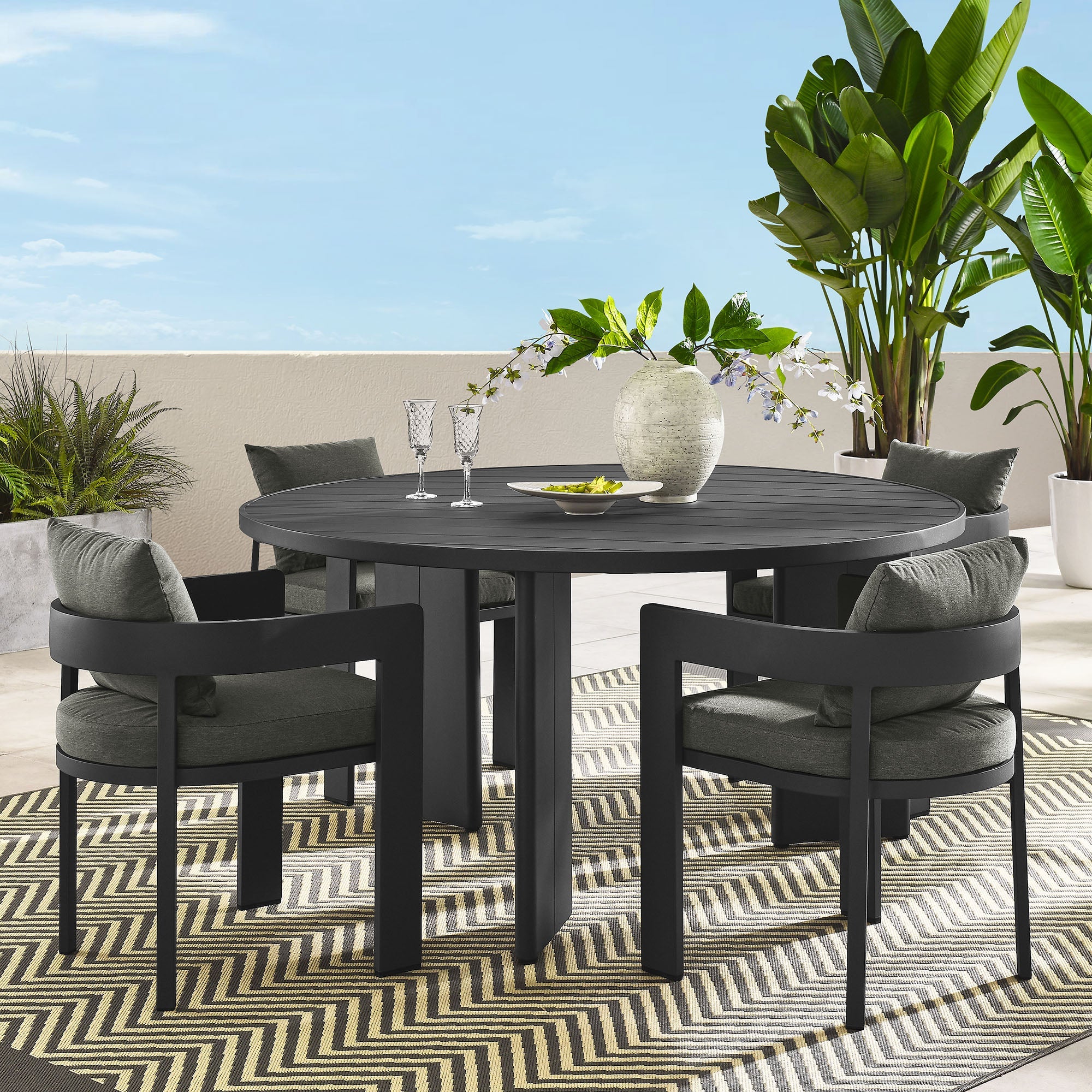 Tahoe 5-Piece Outdoor Patio Aluminum Dining Set