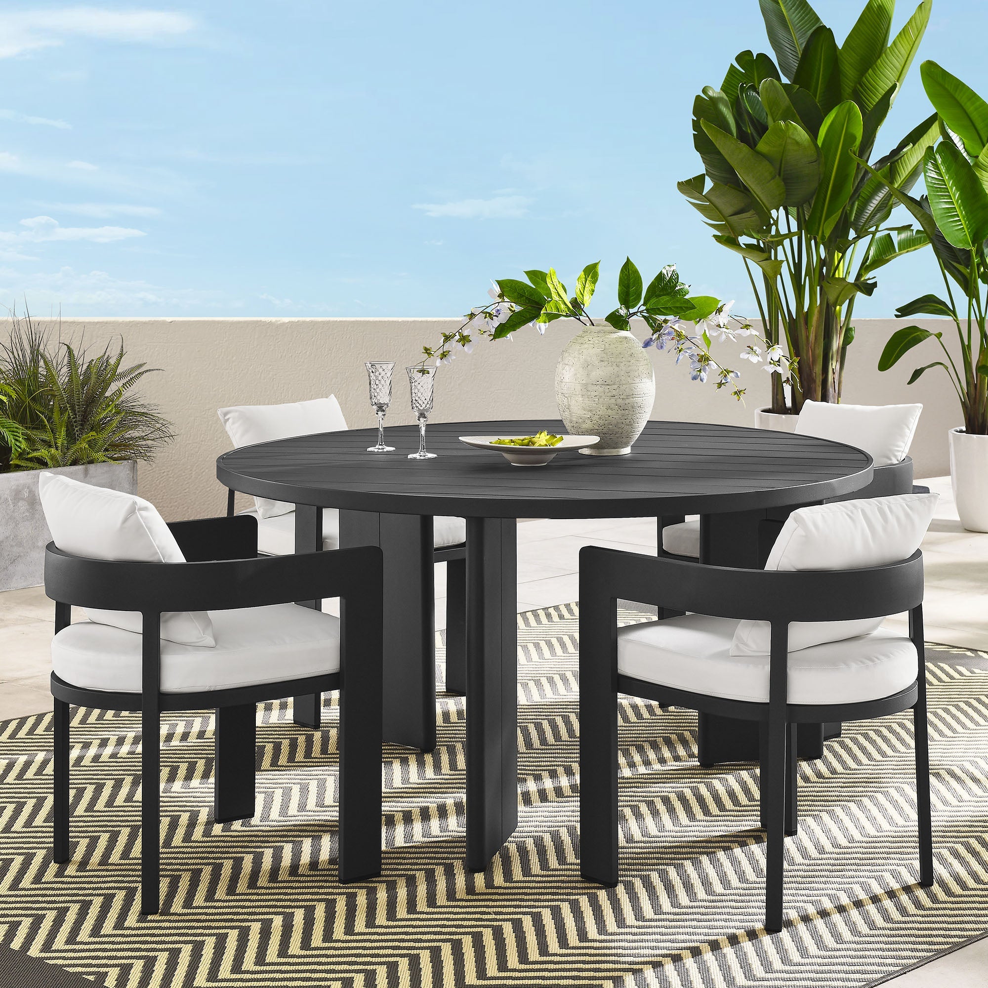 Tahoe 5-Piece Outdoor Patio Aluminum Dining Set