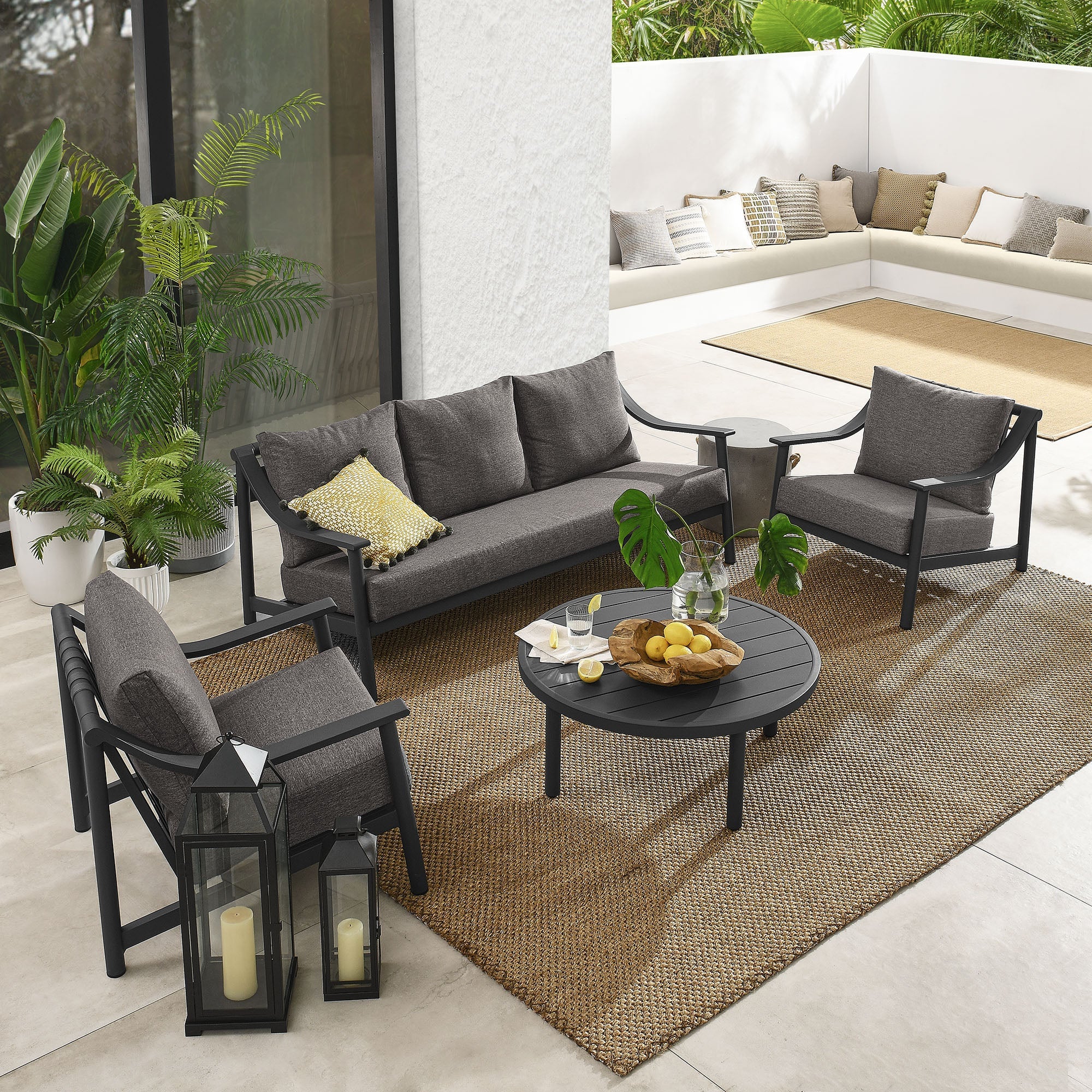 Terrace 4-Piece Outdoor Patio Aluminum Furniture Set in Carbon Graphite