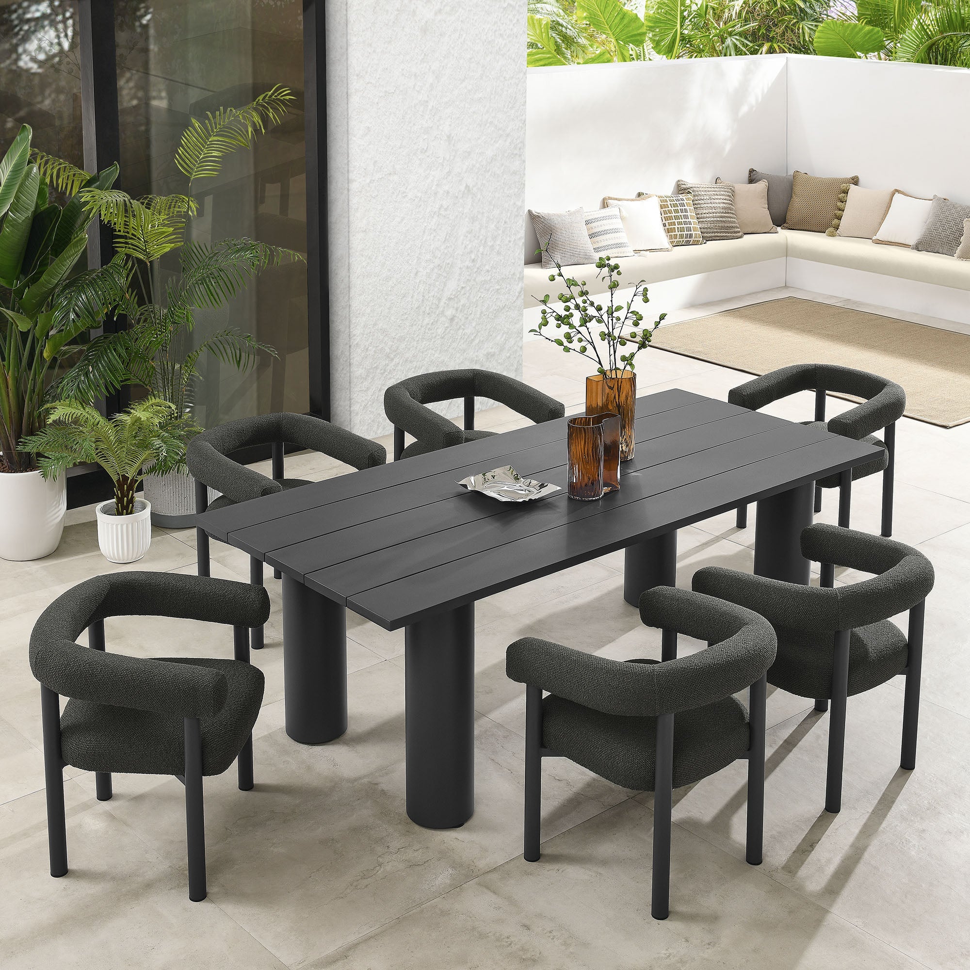 Nautica 7-Piece Rectangular Outdoor Patio Aluminum Dining Table and Chairs Set