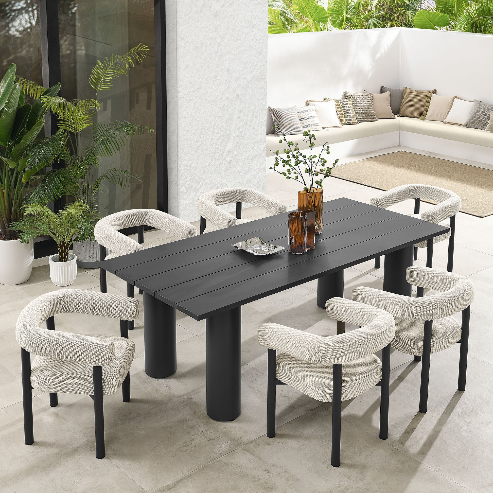 Nautica 7-Piece Rectangular Outdoor Patio Aluminum Dining Table and Chairs Set