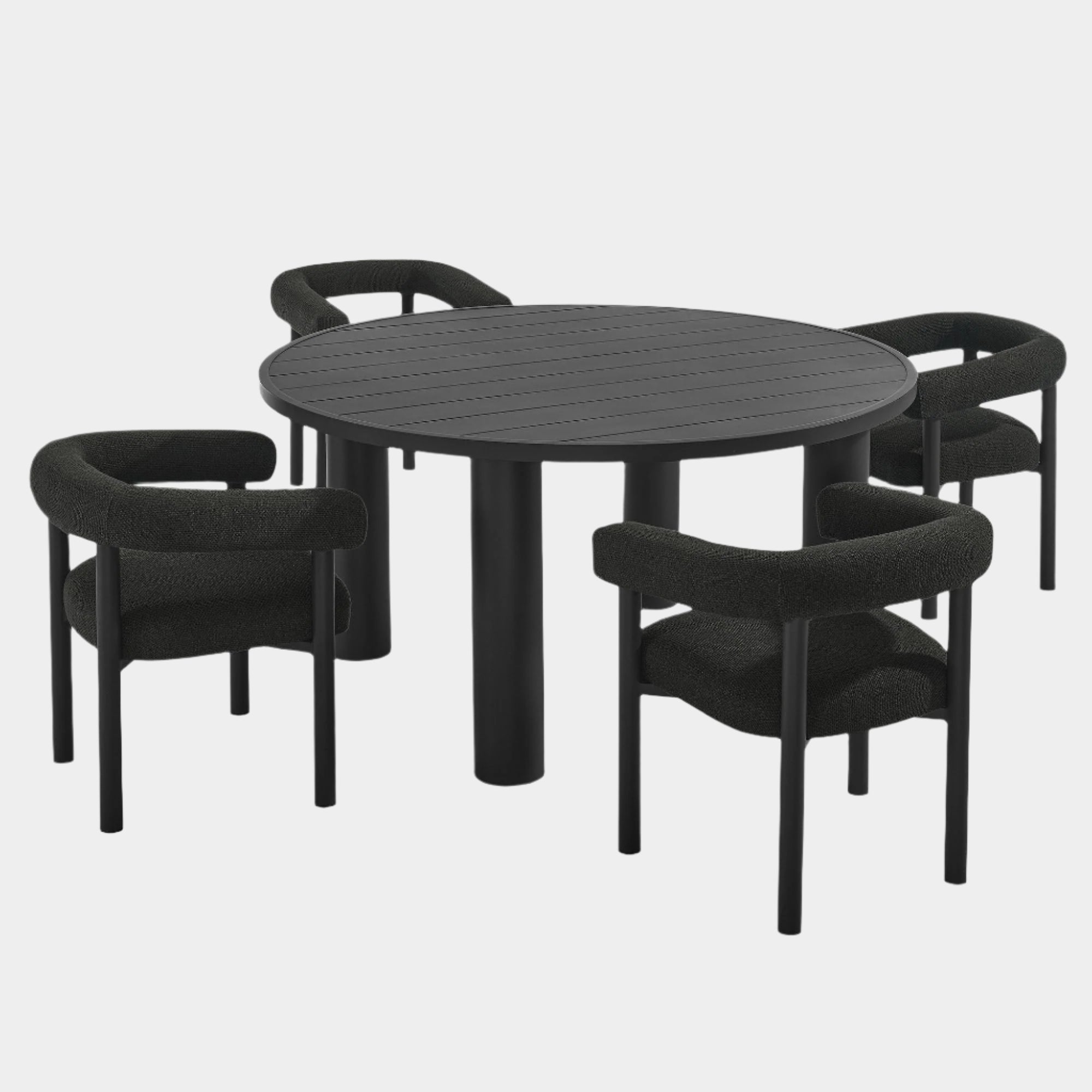 Ensemble de 5 tables à manger et chaises rondes en aluminium pour patio extérieur Nautica 