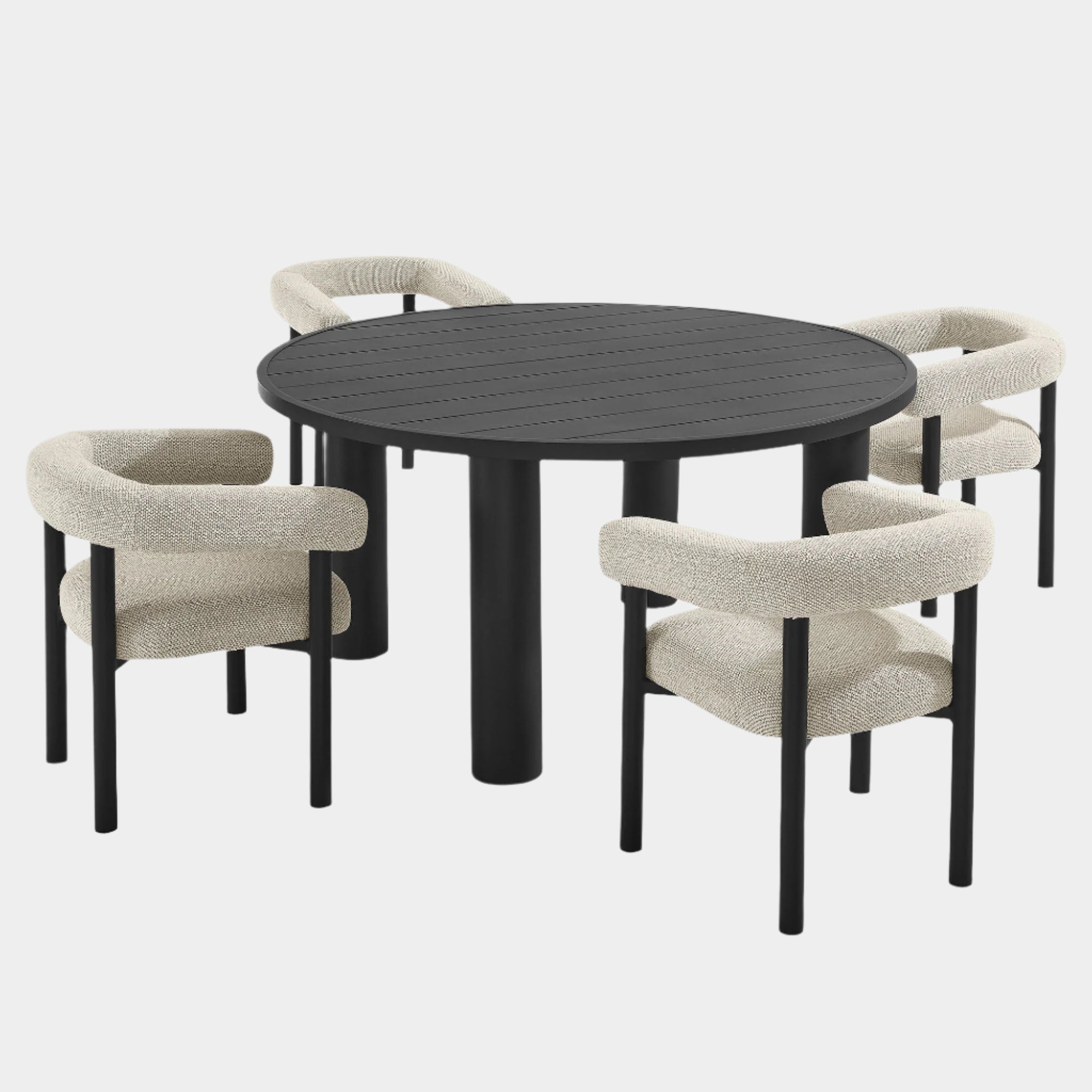 Ensemble de 5 tables à manger et chaises rondes en aluminium pour patio extérieur Nautica 