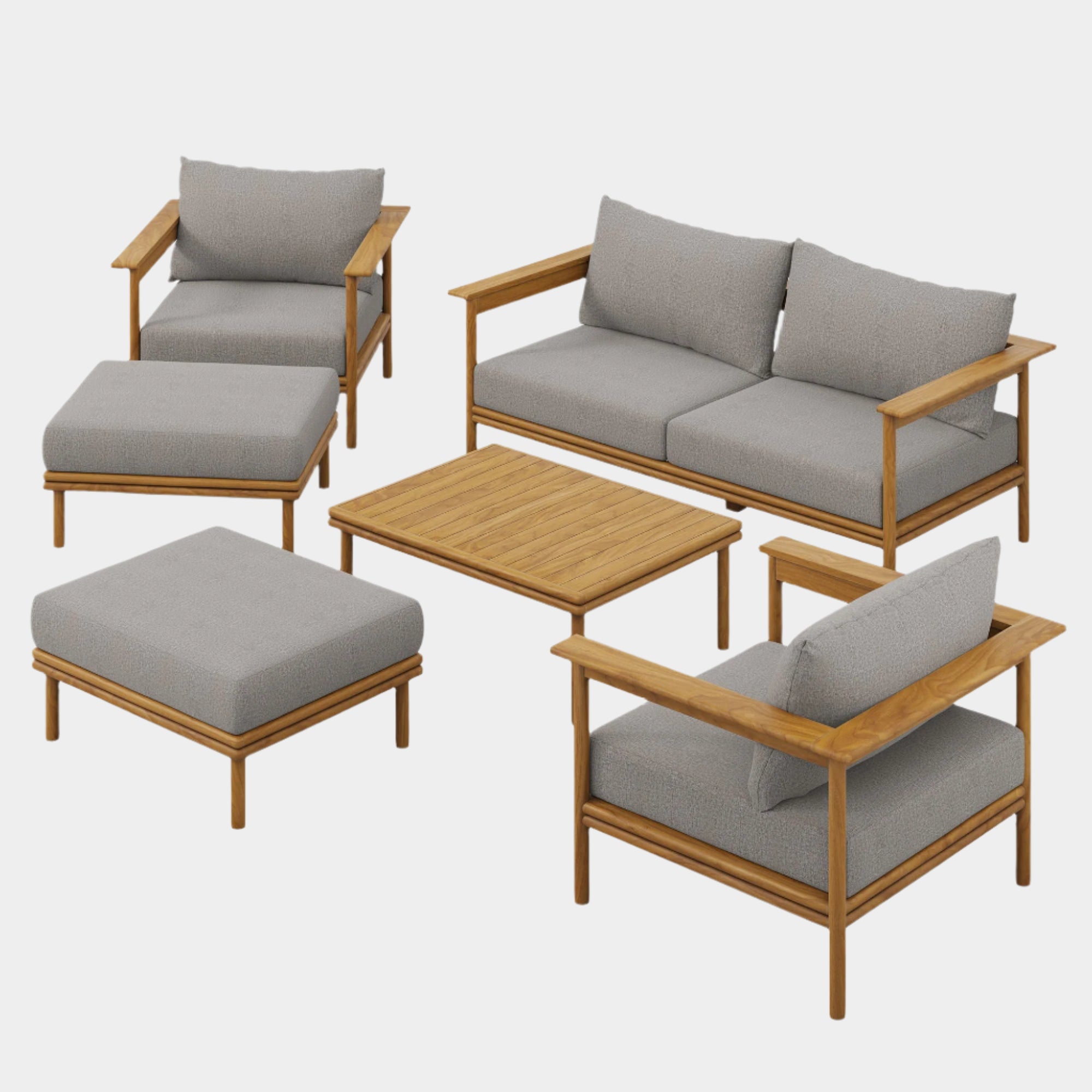 Wren 6-Piece Outdoor Patio Teak Wood Furniture Set