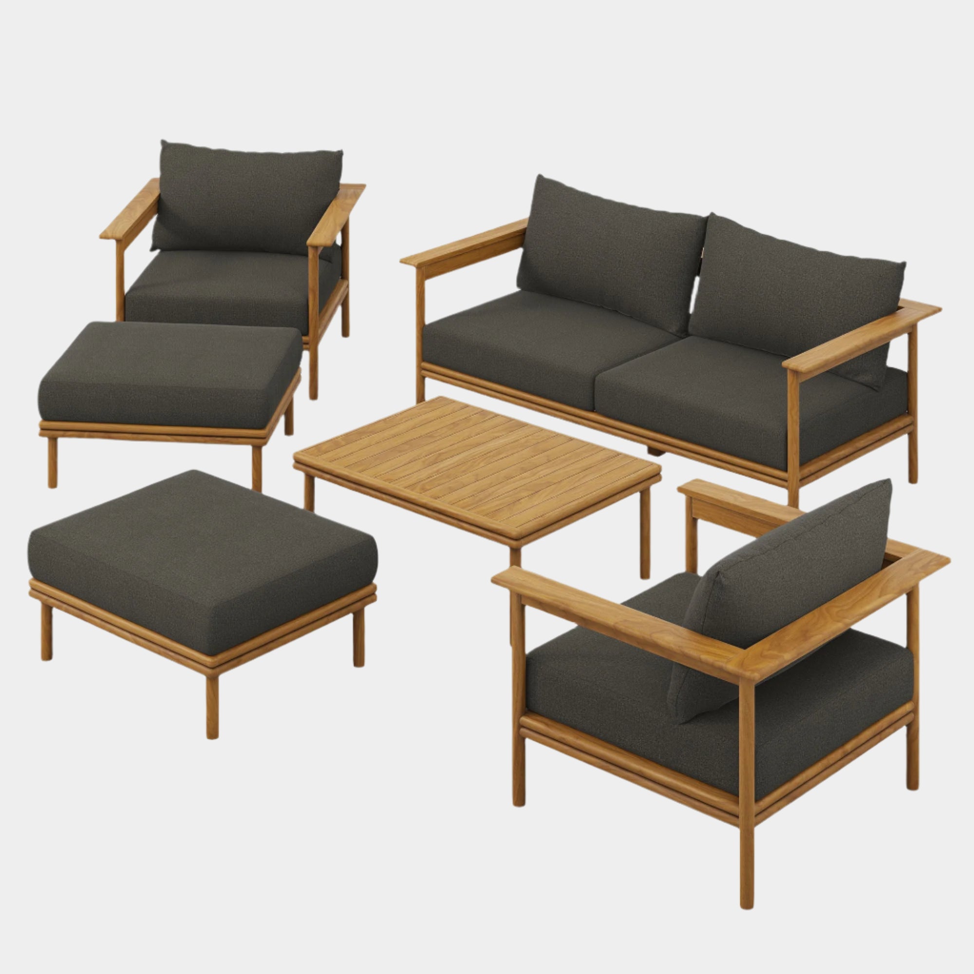 Wren 6-Piece Outdoor Patio Teak Wood Furniture Set