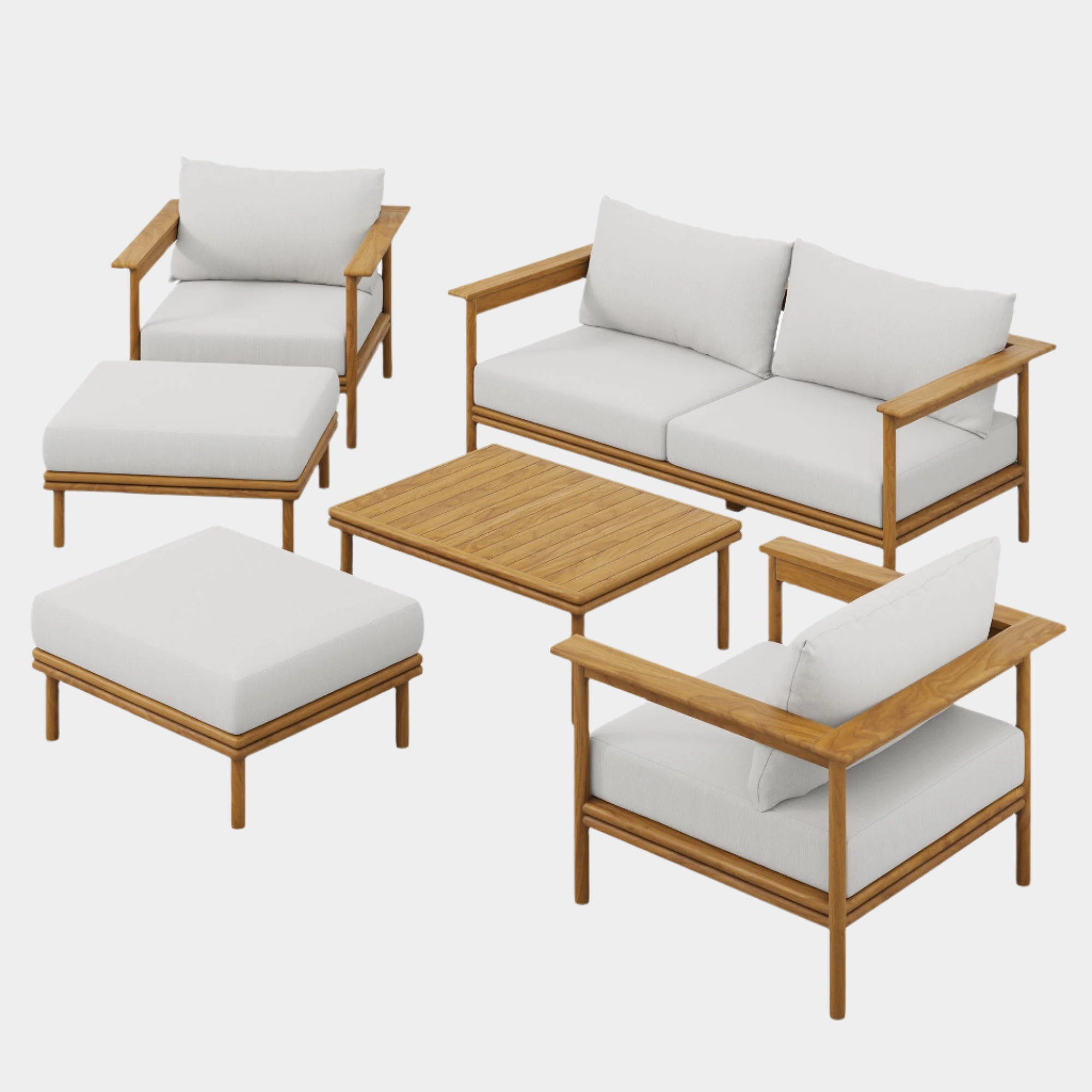 Wren 6-Piece Outdoor Patio Teak Wood Furniture Set