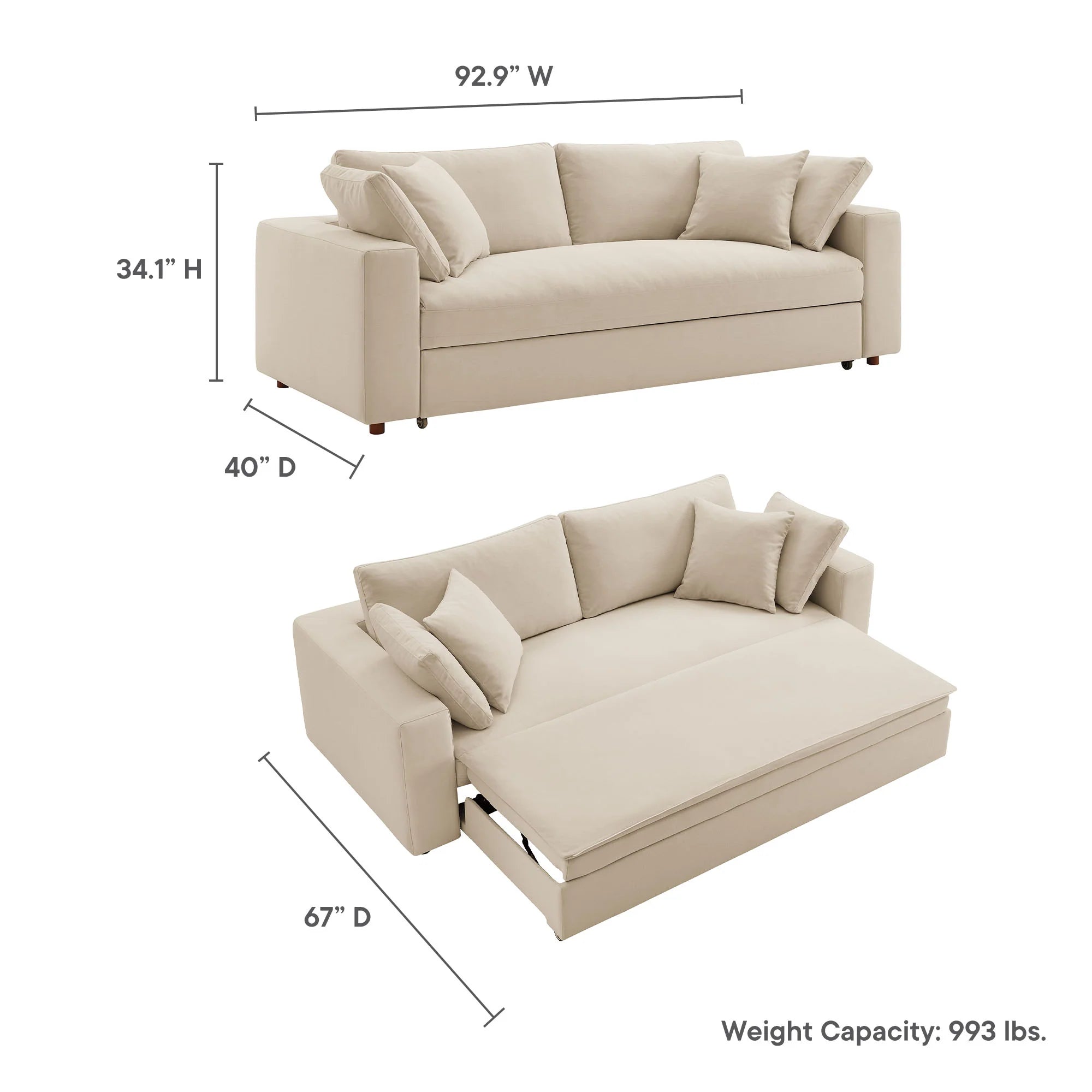 Commix Down Filled Overstuffed Sleeper Sofa