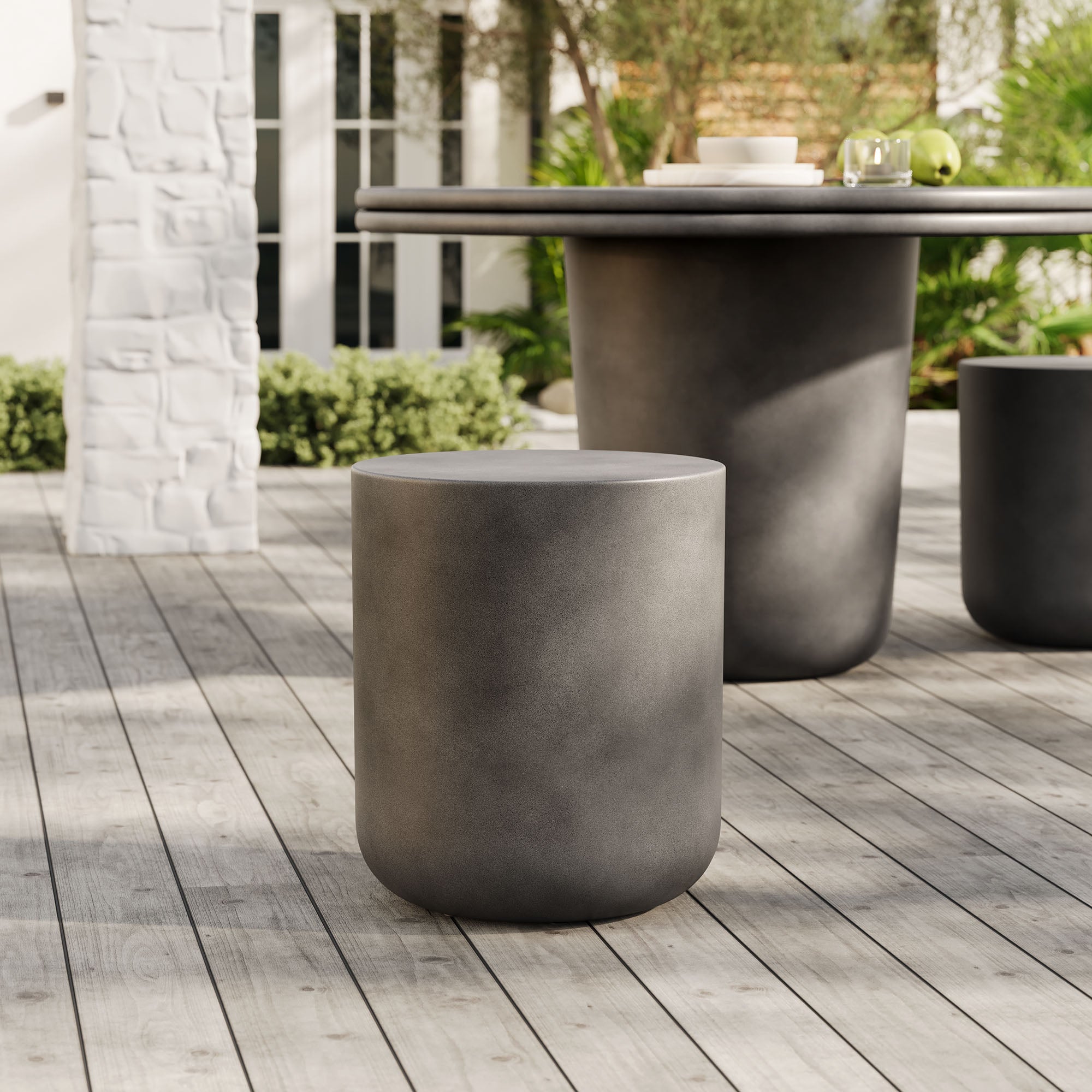 Brion Indoor - Outdoor Patio Concrete Stool