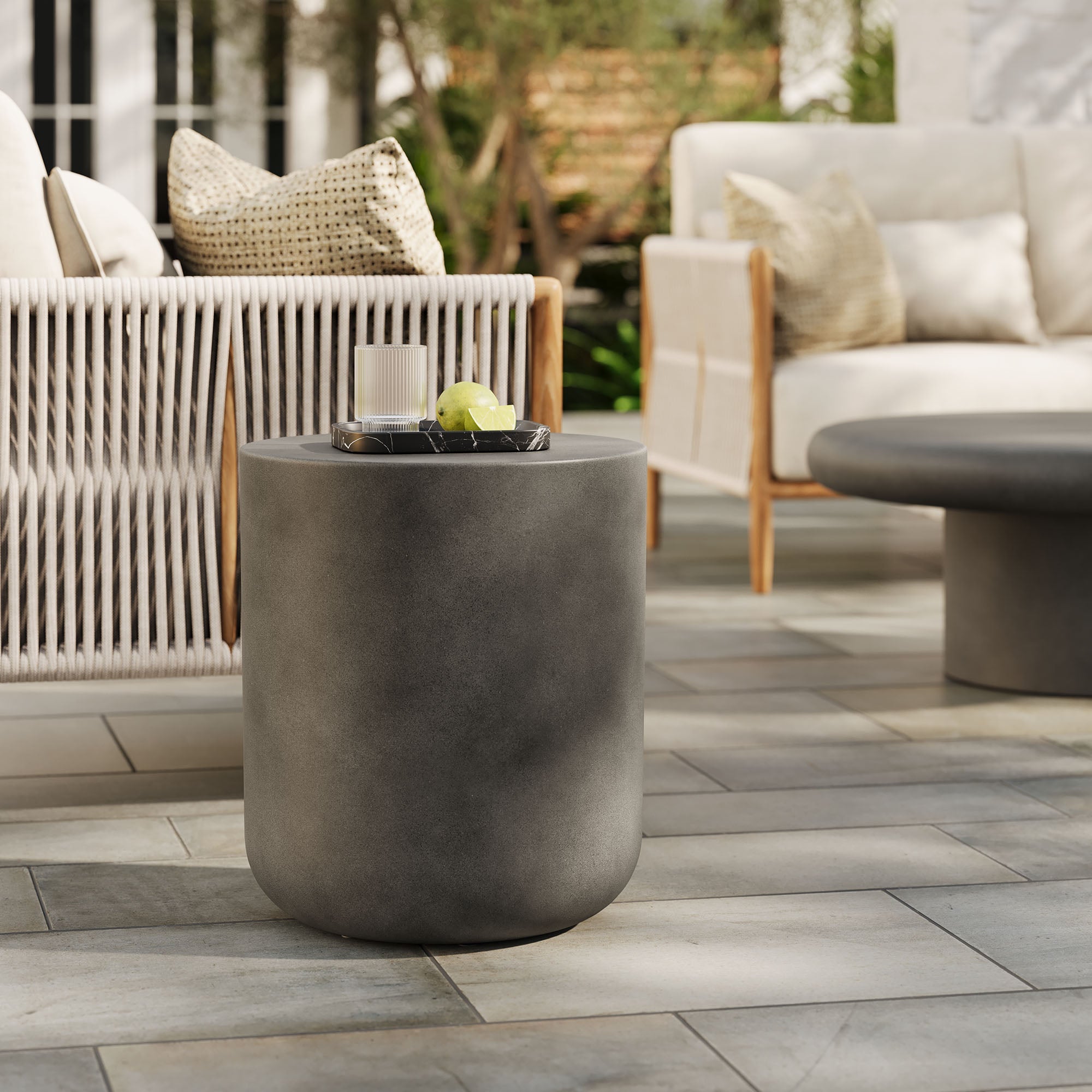 Brion Indoor - Outdoor Patio Concrete Stool