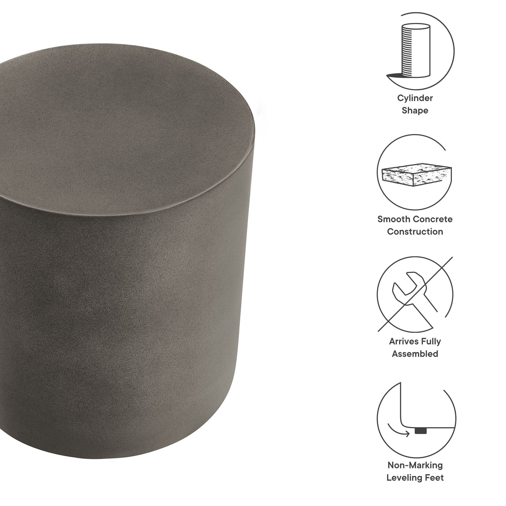 Brion Indoor - Outdoor Patio Concrete Stool