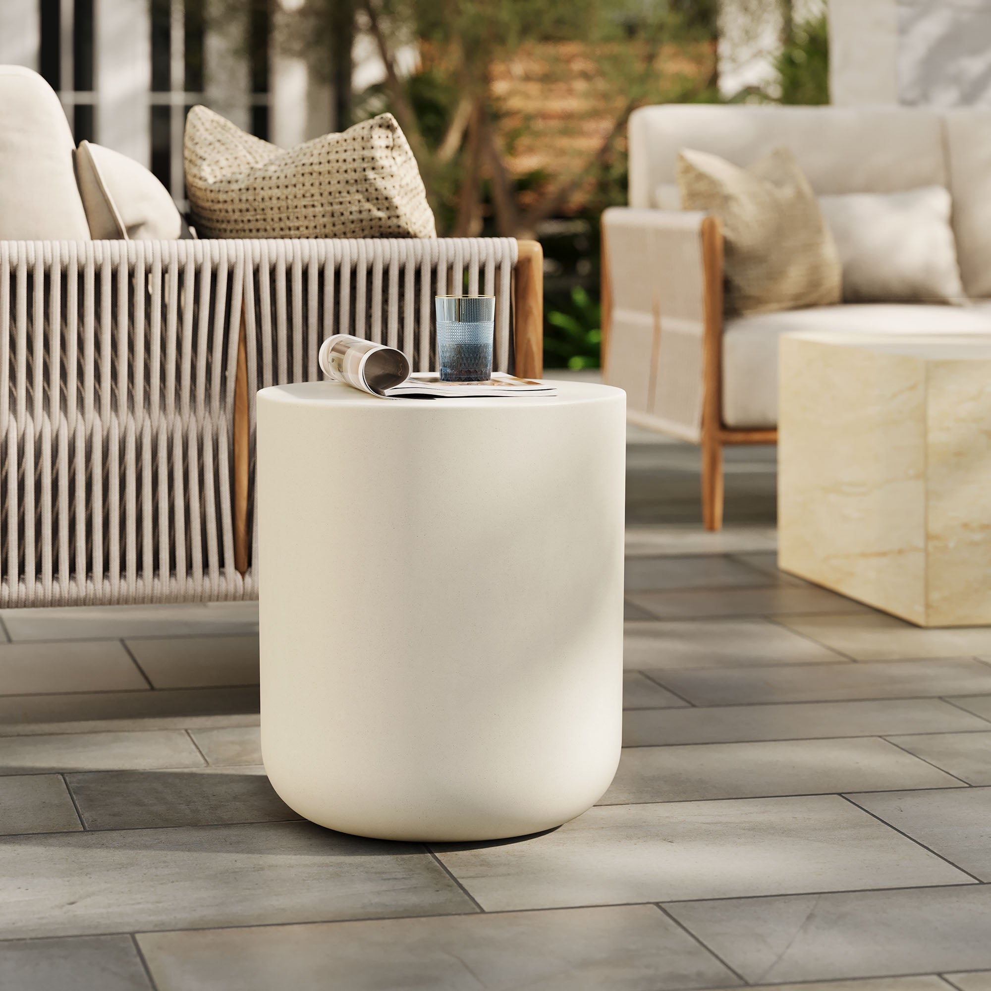 Brion Indoor - Outdoor Patio Concrete Stool