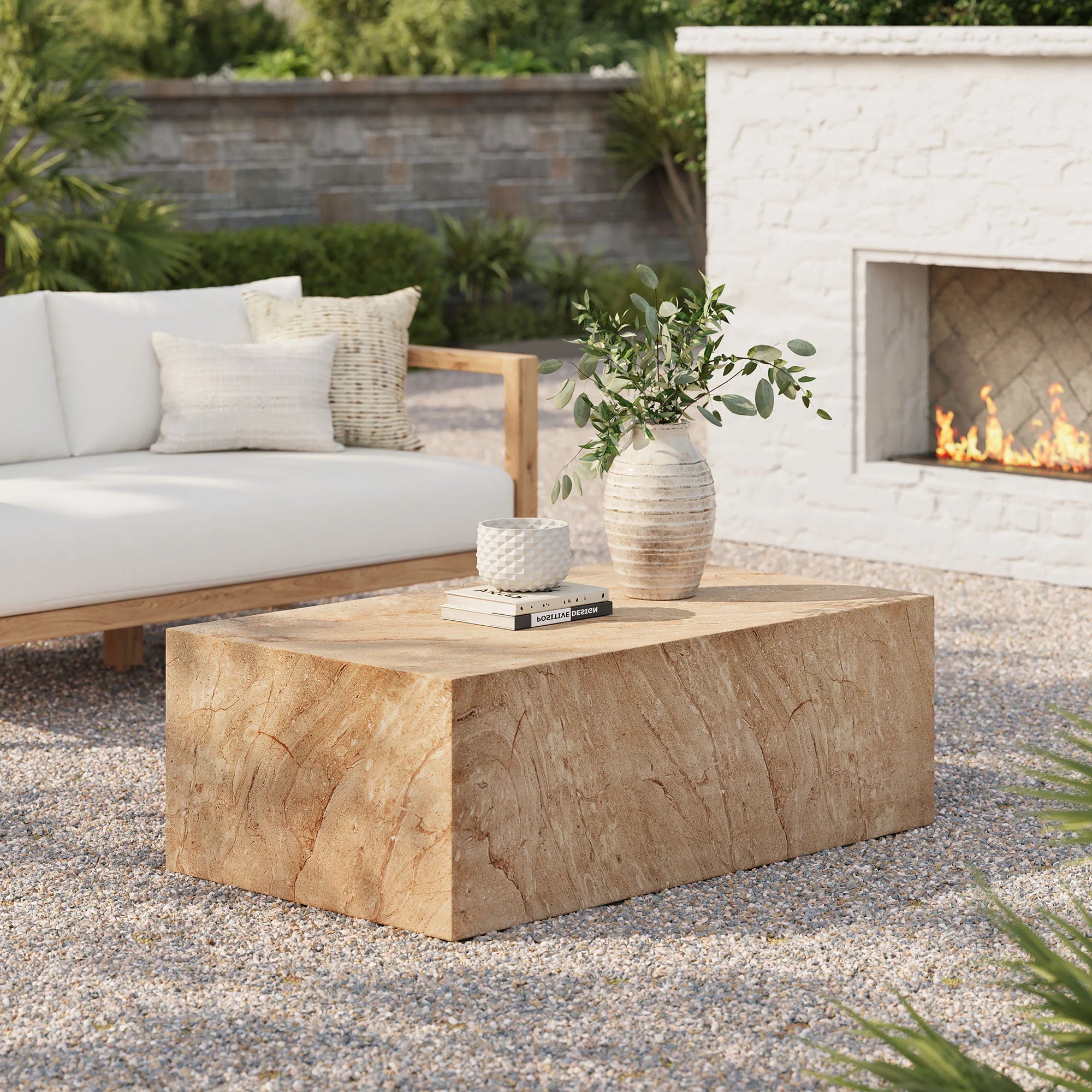 Table basse carrée en béton pour patio intérieur et extérieur Jordana 