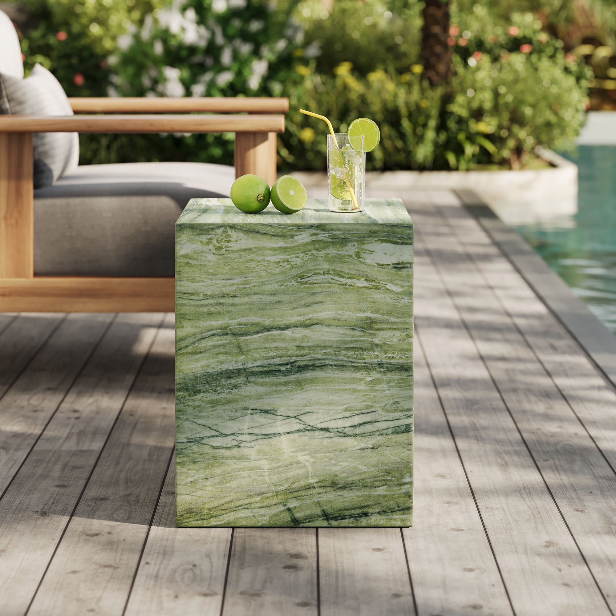 Jordana Square Plinth Indoor - Outdoor Patio Concrete Side Table