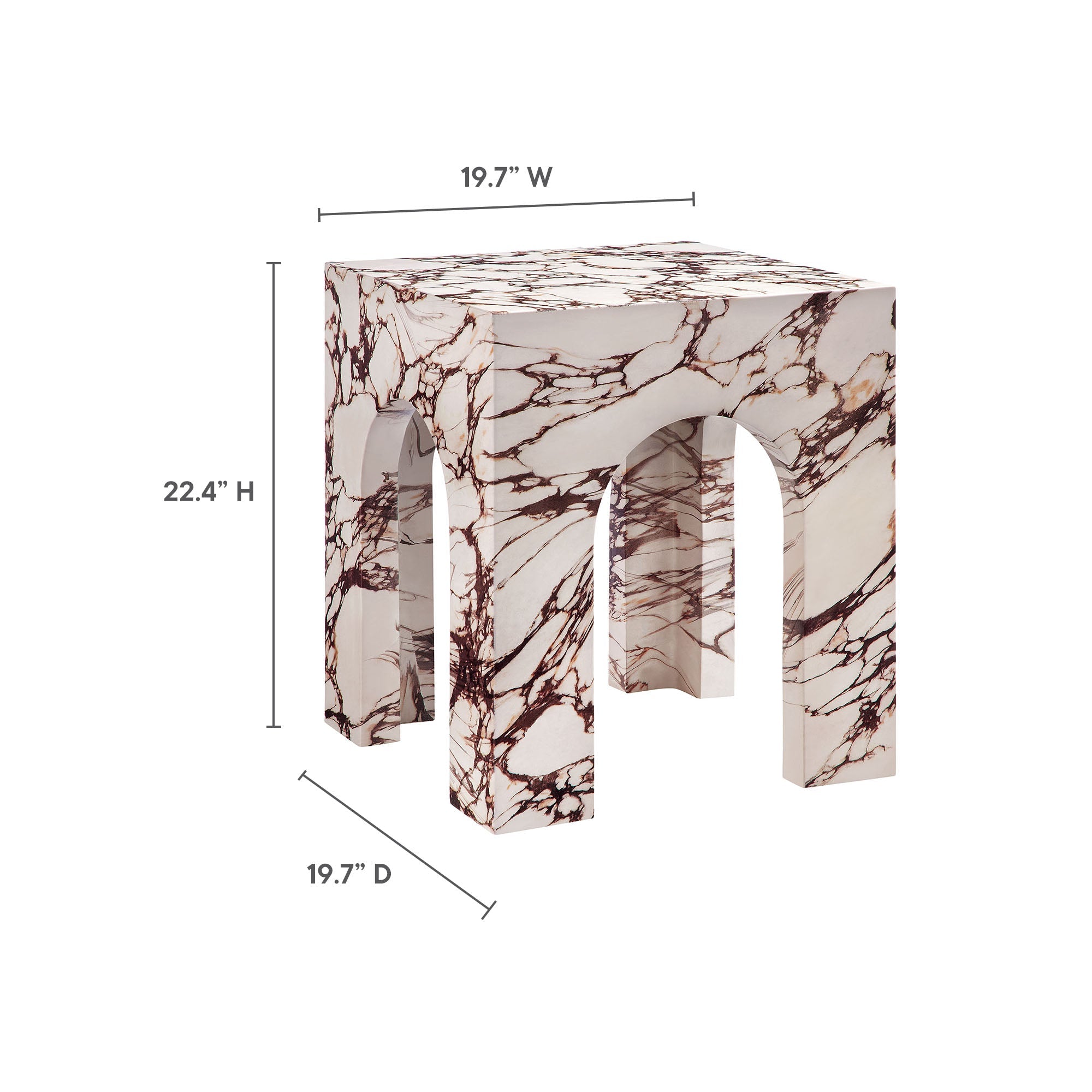 Table d'appoint en béton arquée pour patio intérieur et extérieur Valen Square 