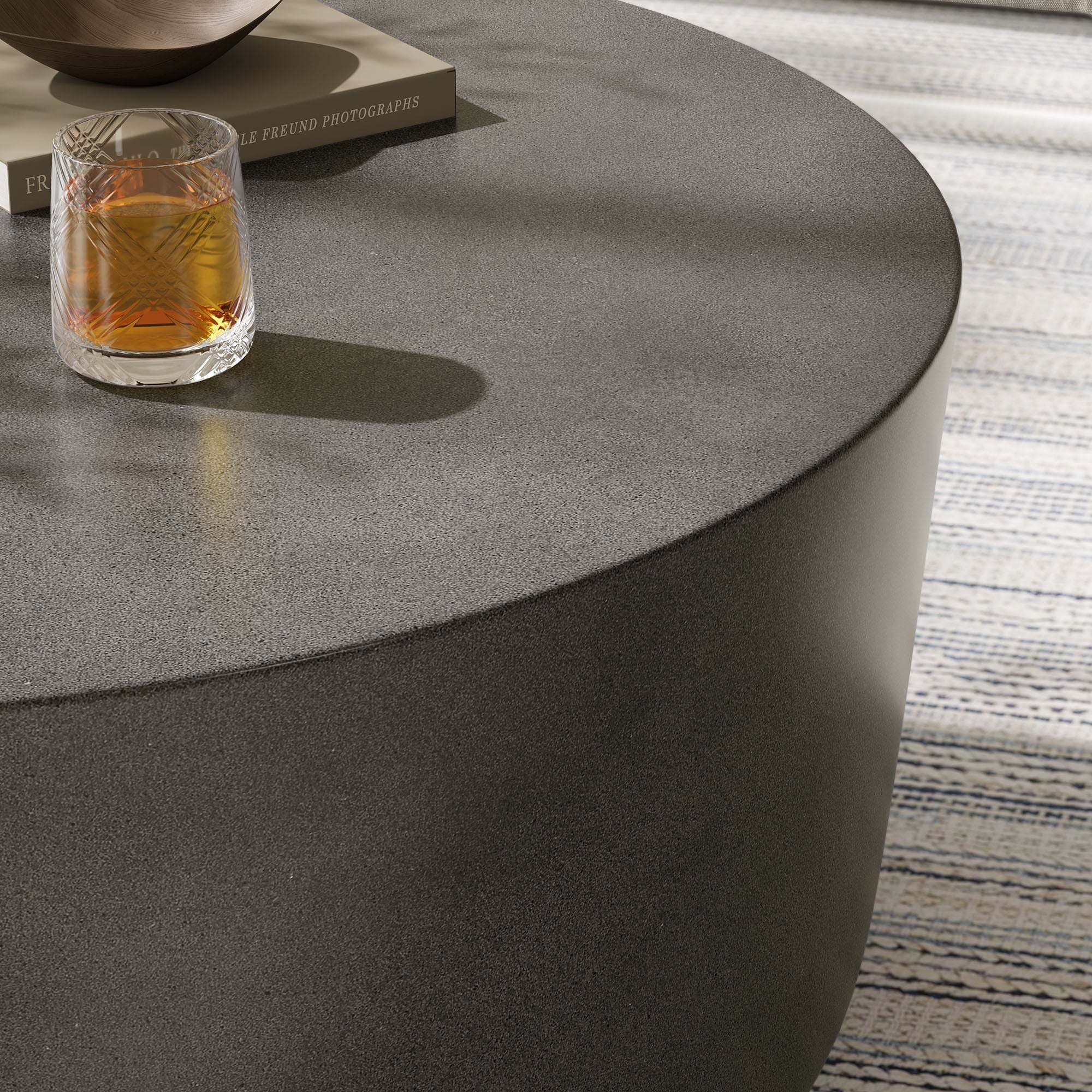 Brion Round Indoor - Outdoor Patio Concrete Coffee Table