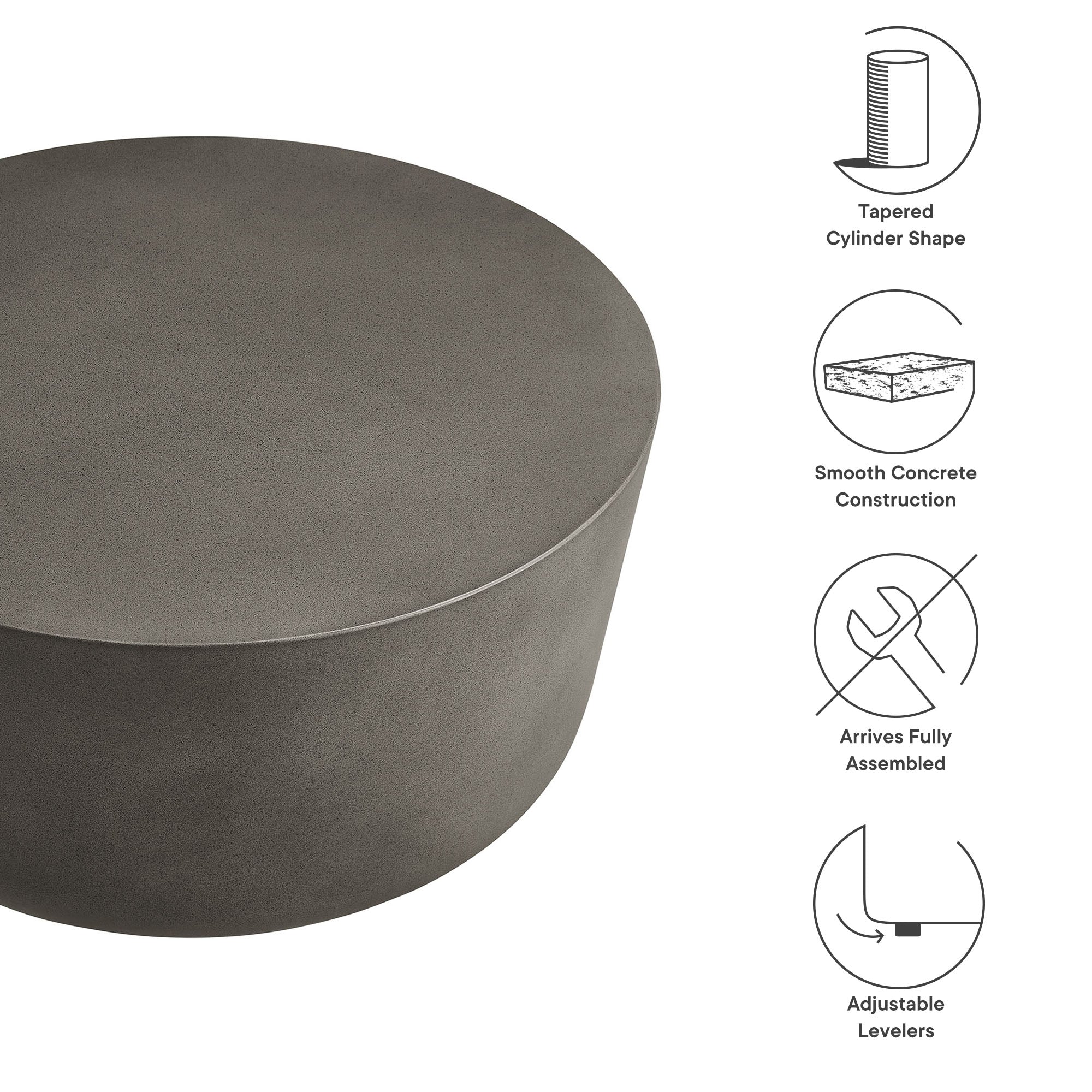 Brion Round Indoor - Outdoor Patio Concrete Coffee Table