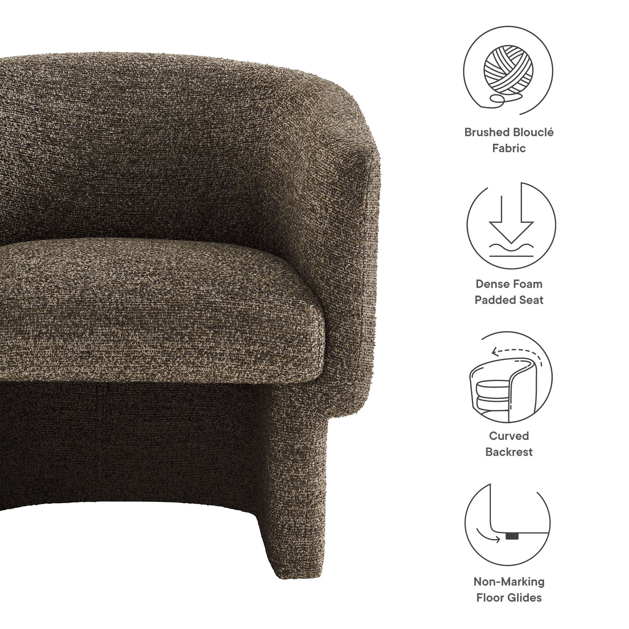 Fauteuil d'appoint tonneau en tissu Boucle Muse