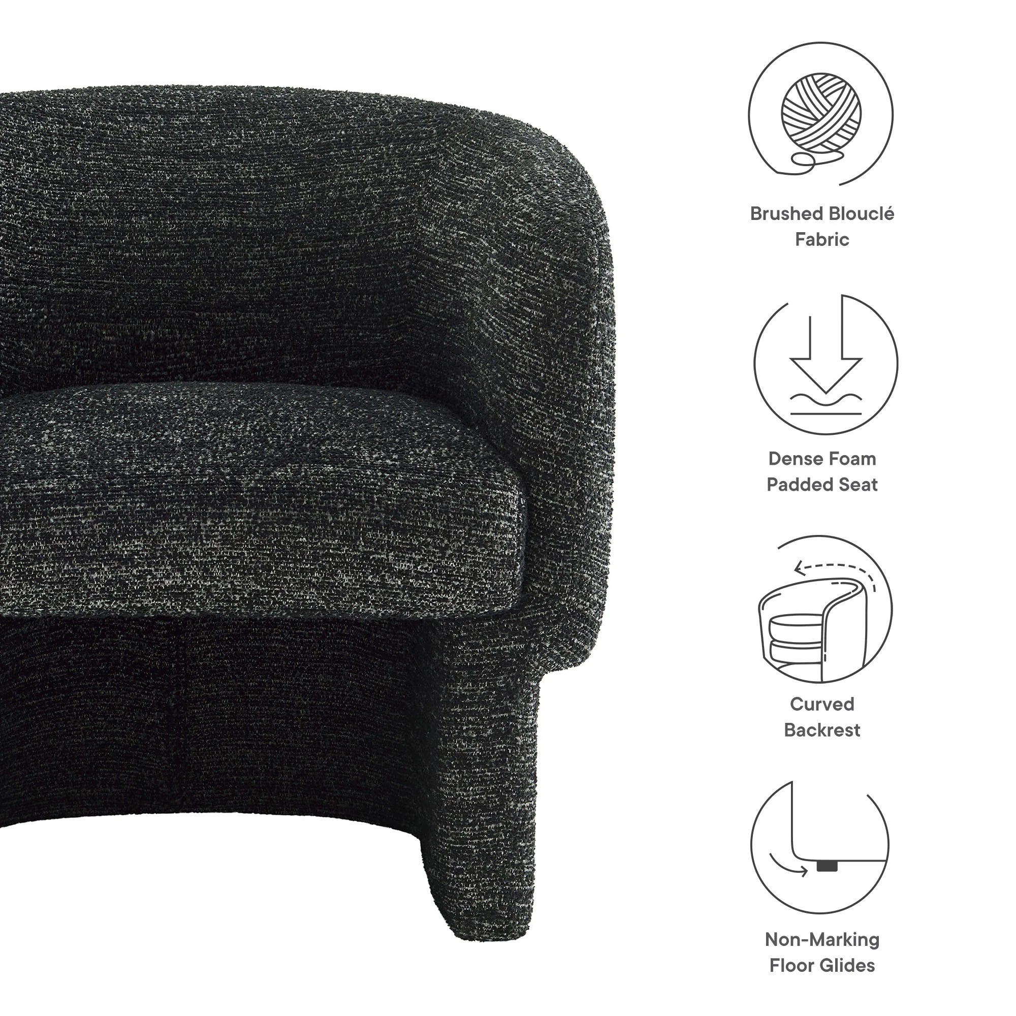 Fauteuil d'appoint tonneau en tissu Boucle Muse