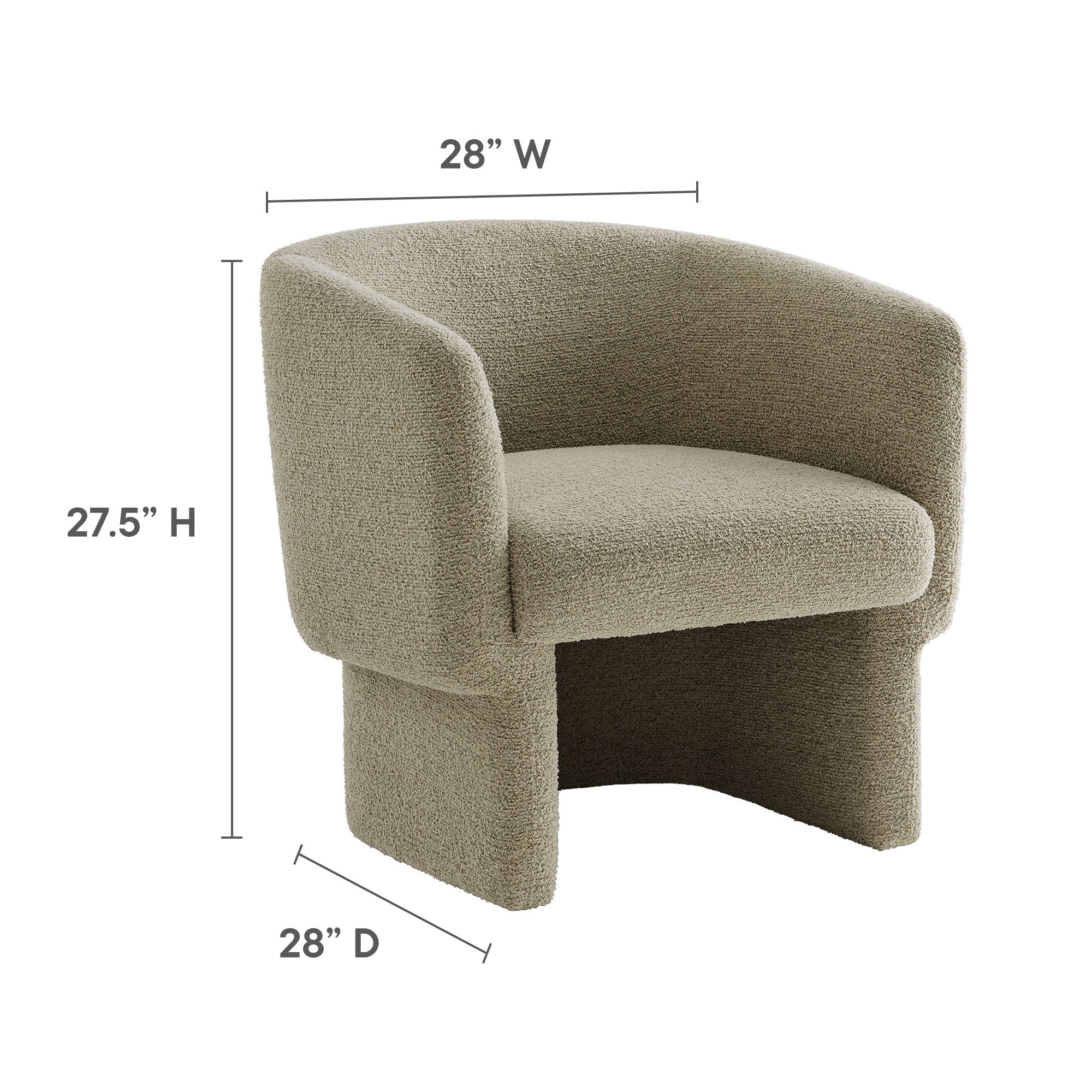 Fauteuil d'appoint tonneau en tissu Boucle Muse