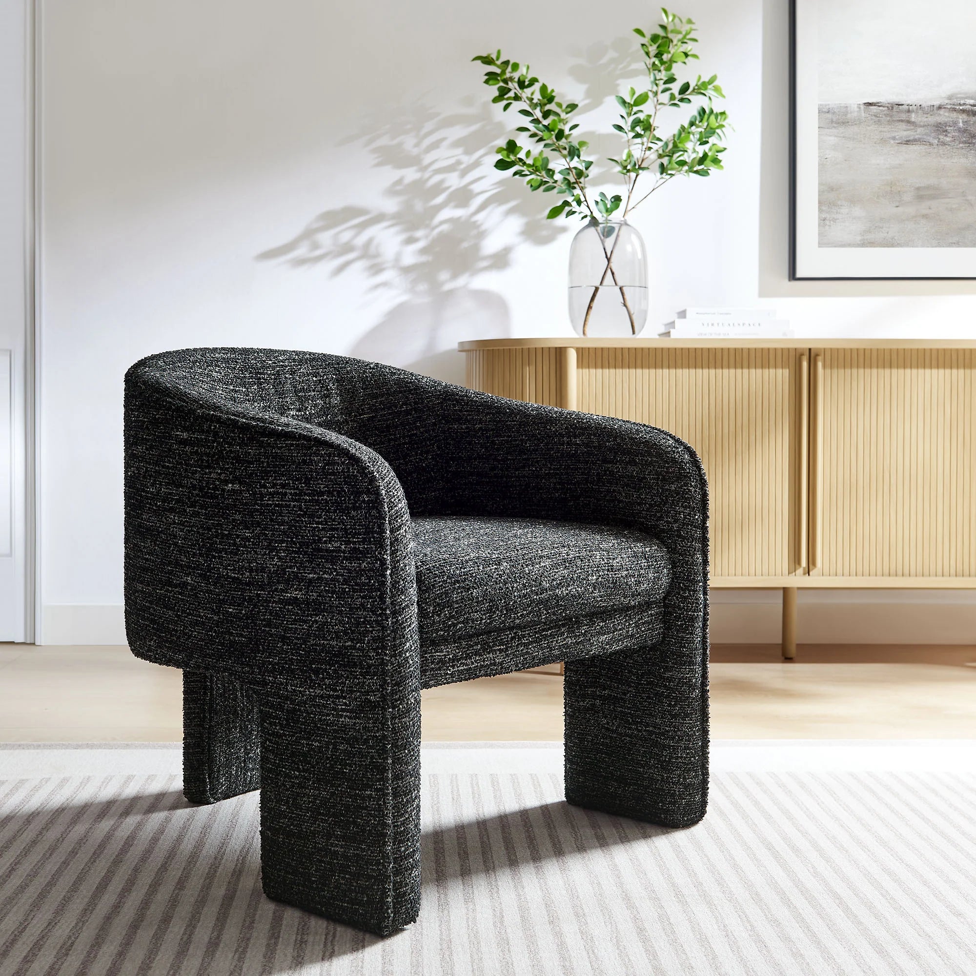 Fauteuil d'appoint rembourré en tissu Greer Boucle