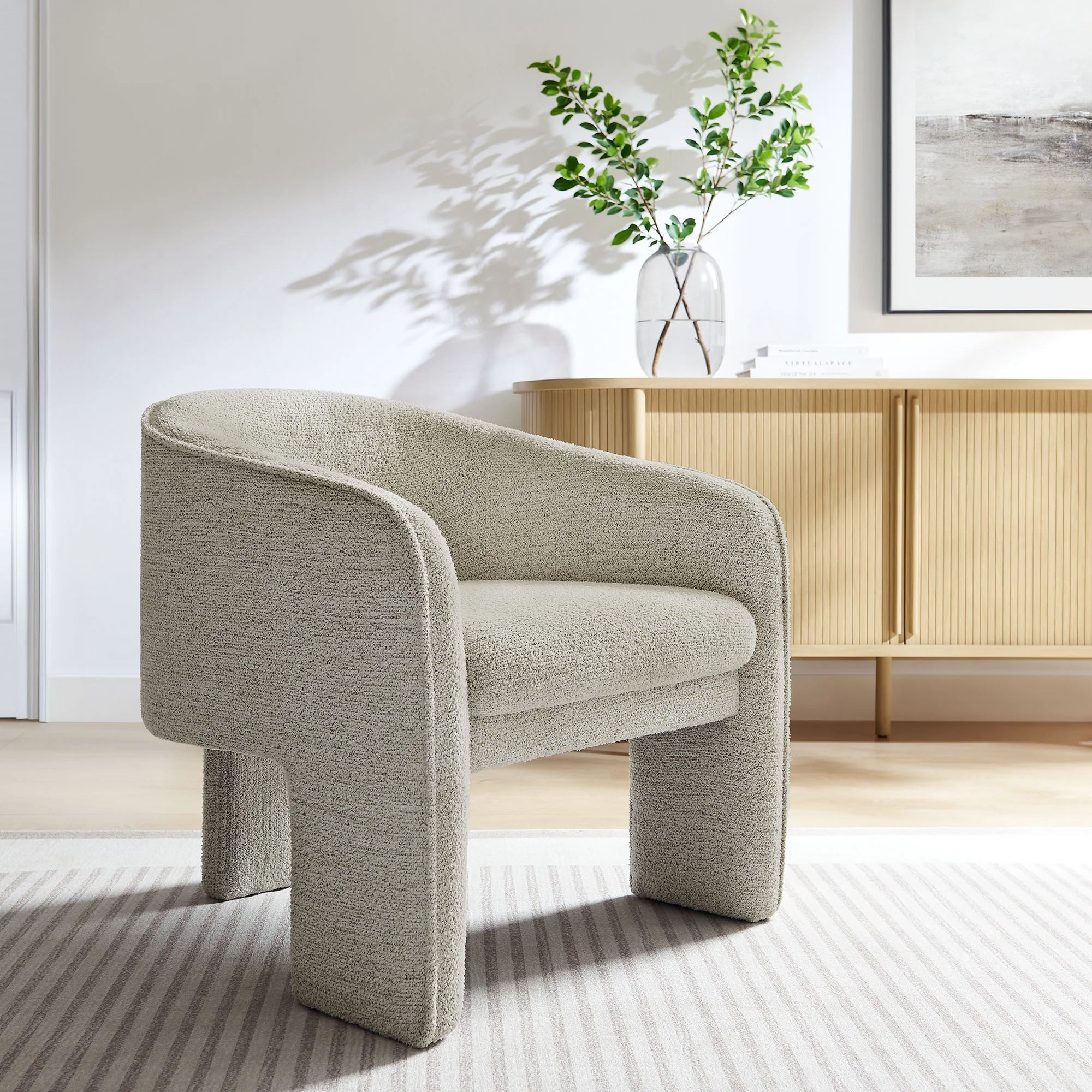 Fauteuil d'appoint rembourré en tissu Greer Boucle