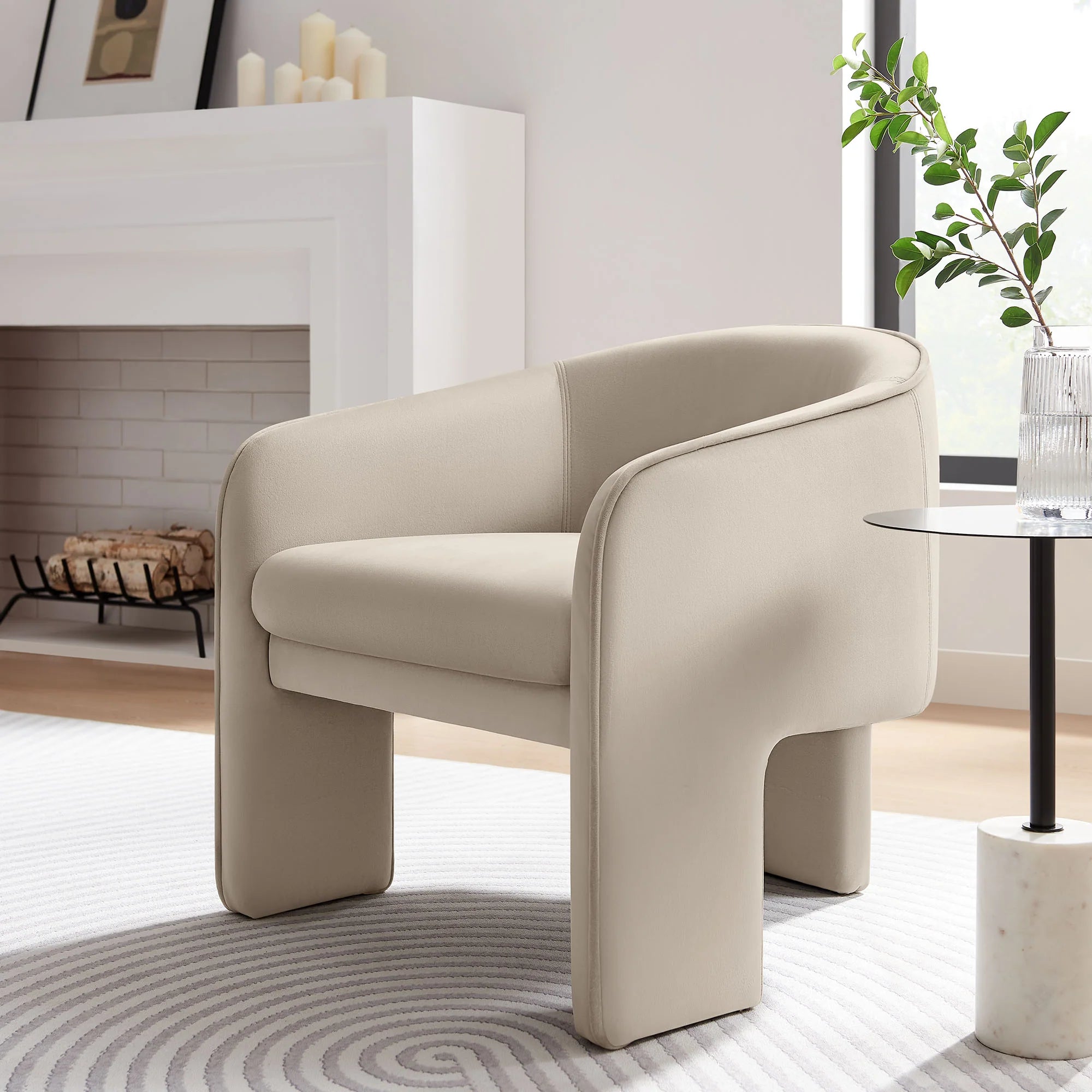 Fauteuil d'appoint rembourré en tissu Greer Boucle