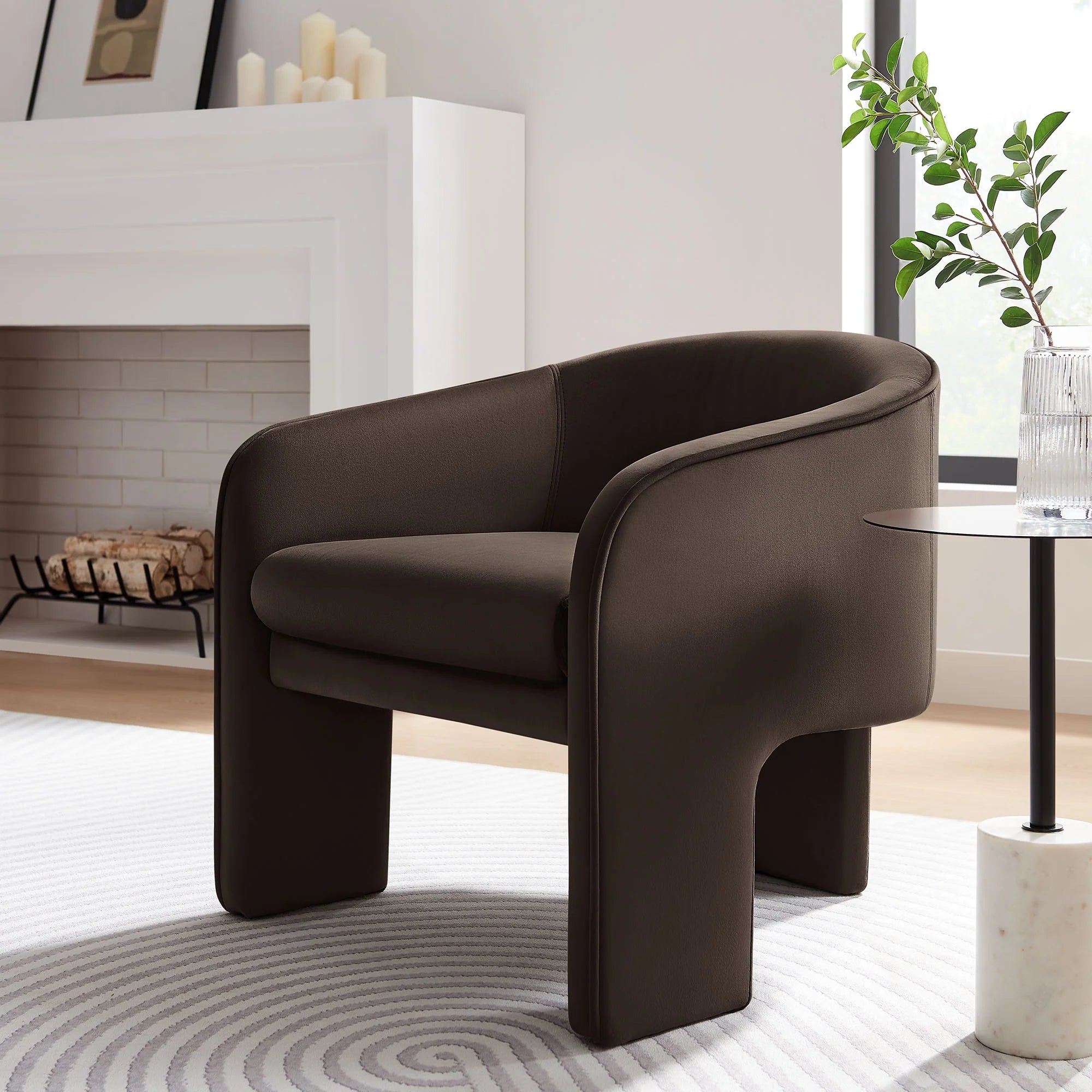 Fauteuil d'appoint rembourré en tissu Greer Boucle