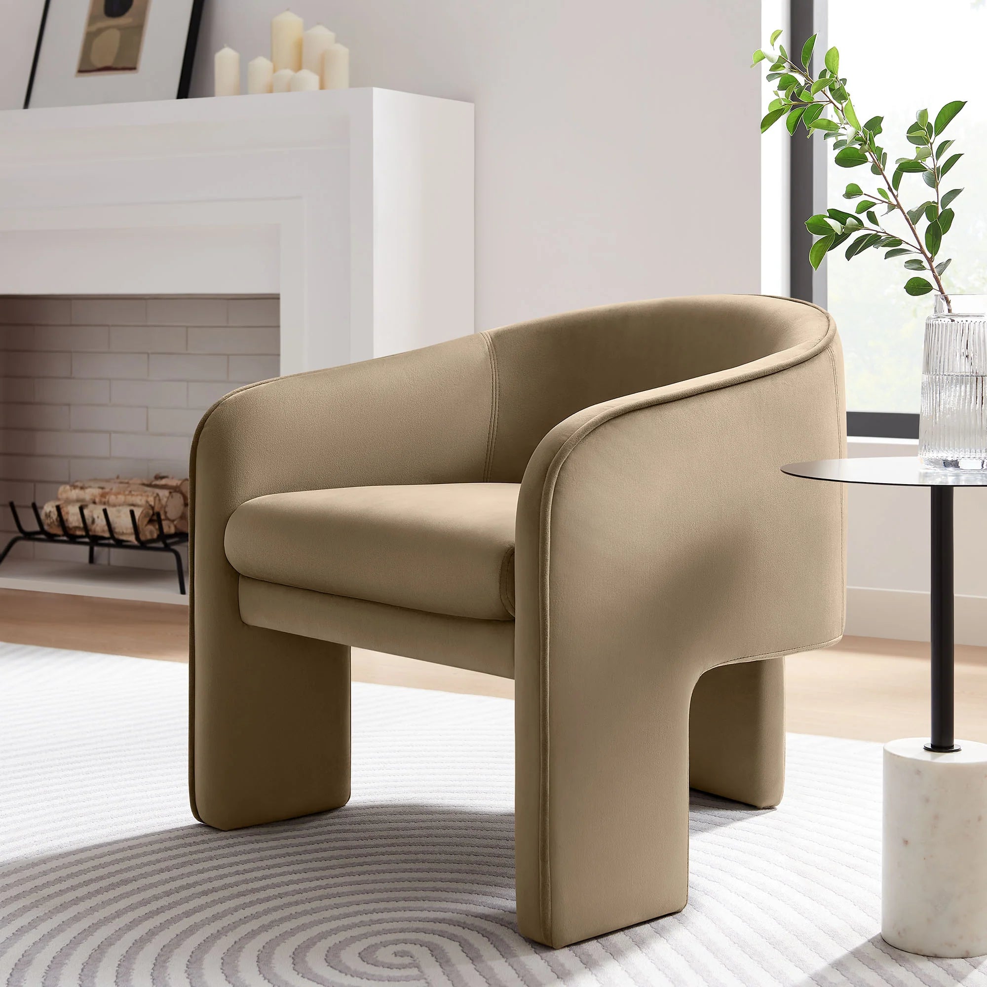 Fauteuil d'appoint rembourré en tissu Greer Boucle