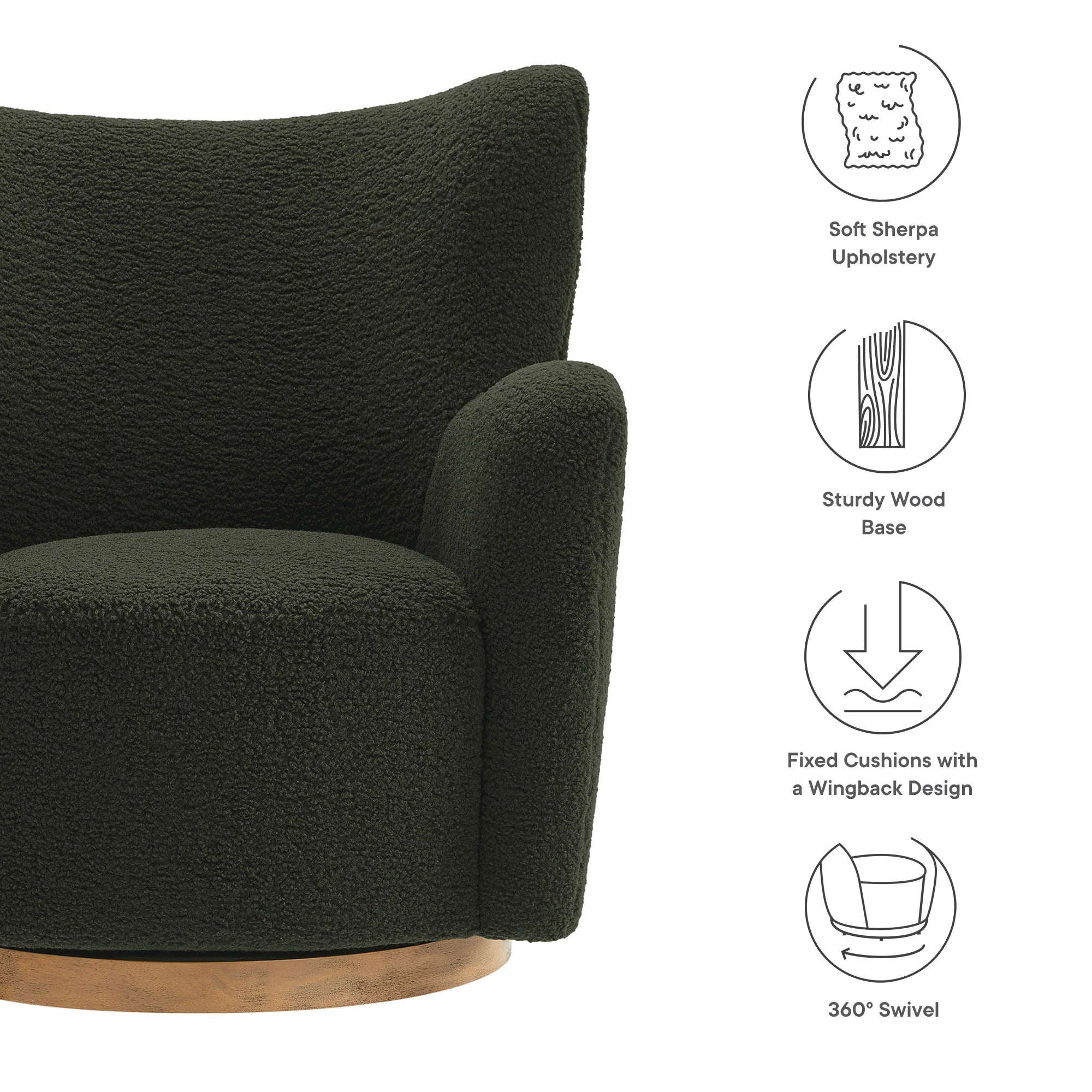 Fauteuil d'appoint pivotant Montrose Wingback Sherpa 