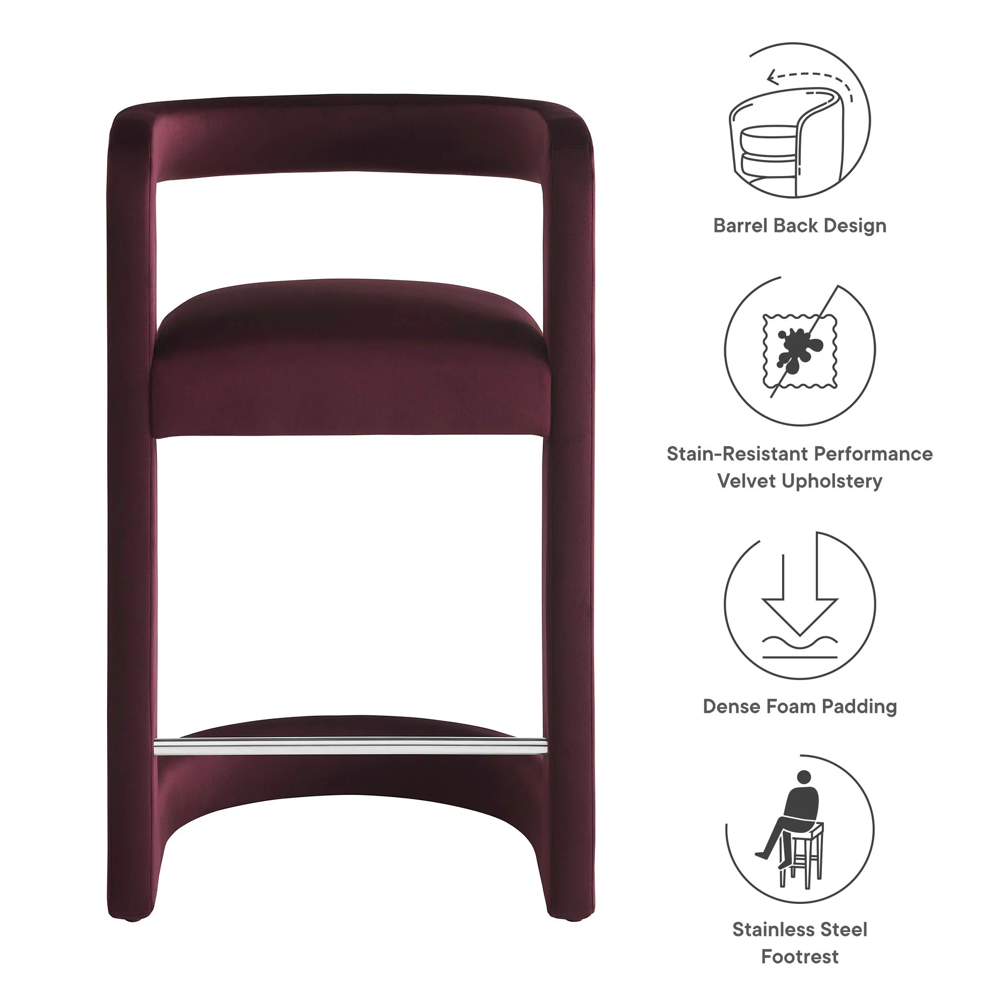 Winslow Performance Velvet Counter Stool