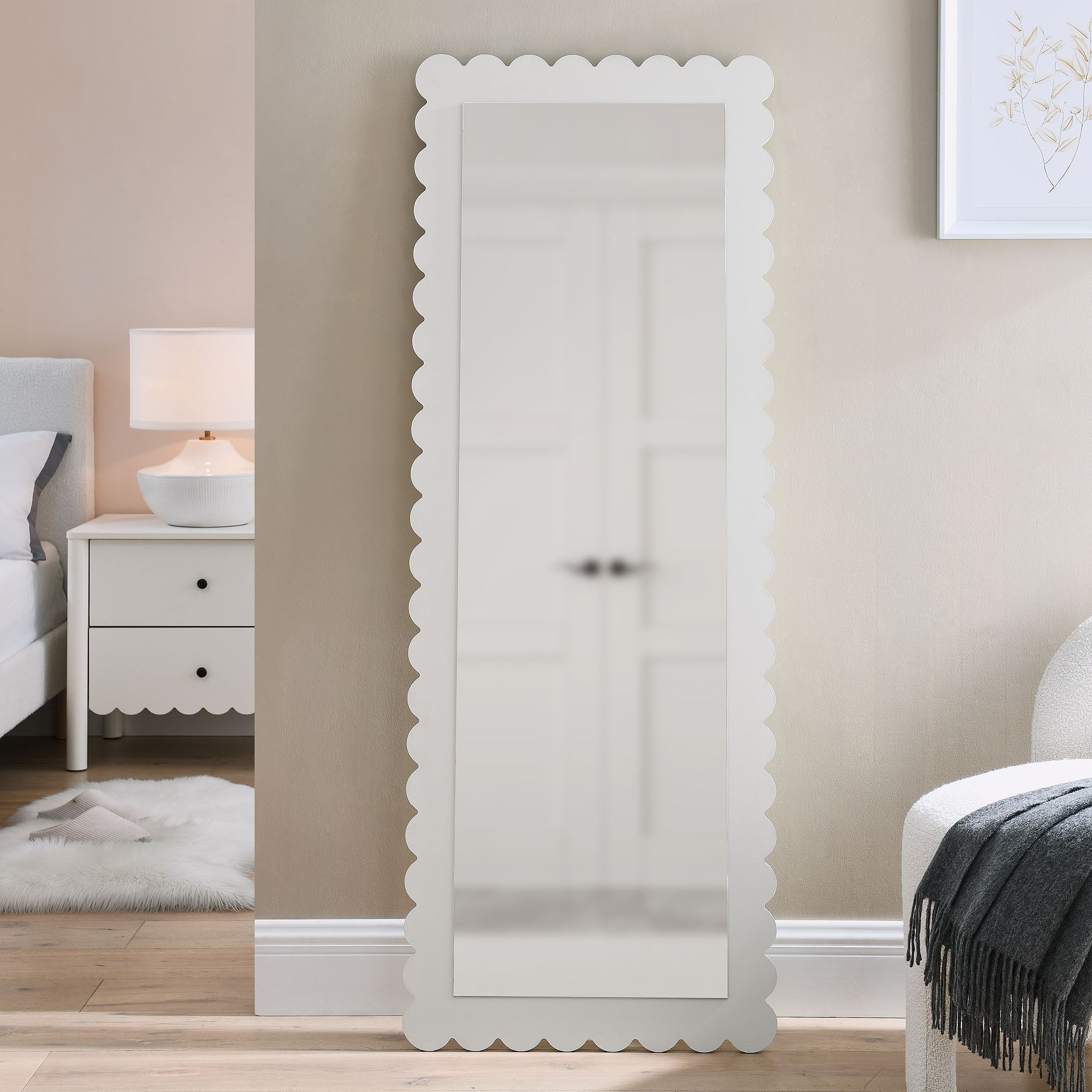 Emmeline Scalloped Rectangle Floor Mirror