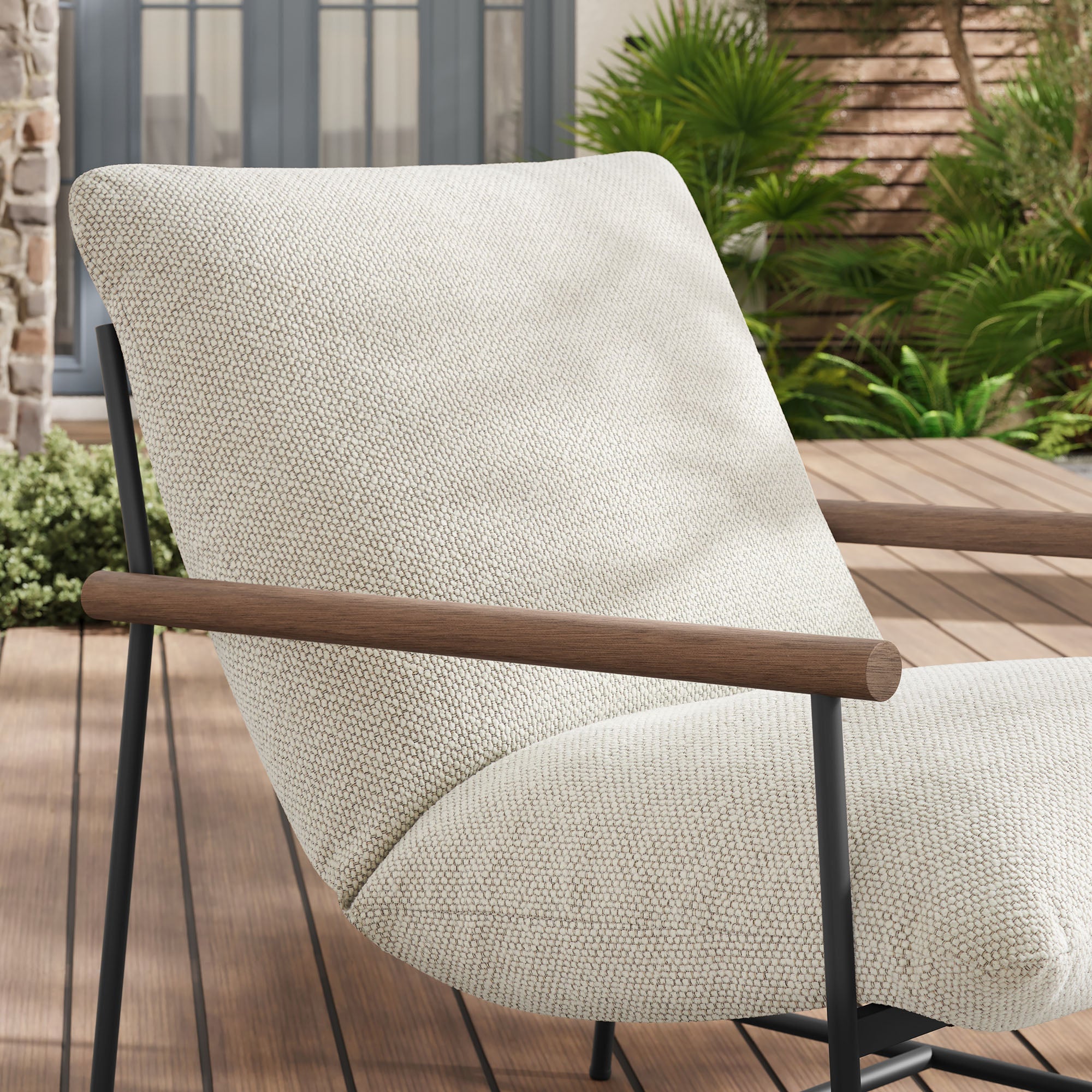 Raya Outdoor Patio Boucle Sling Lounge Chair