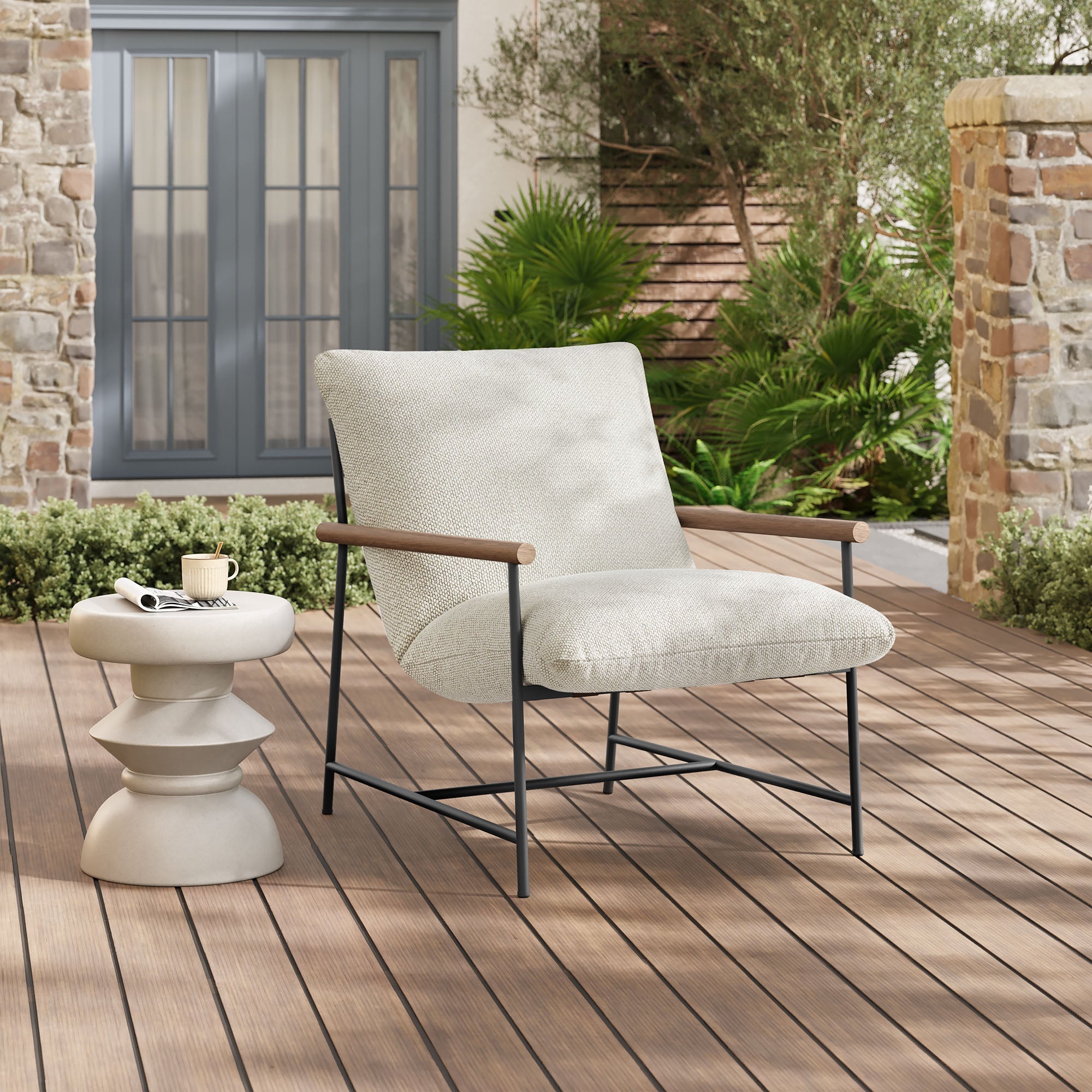 Raya Outdoor Patio Boucle Sling Lounge Chair