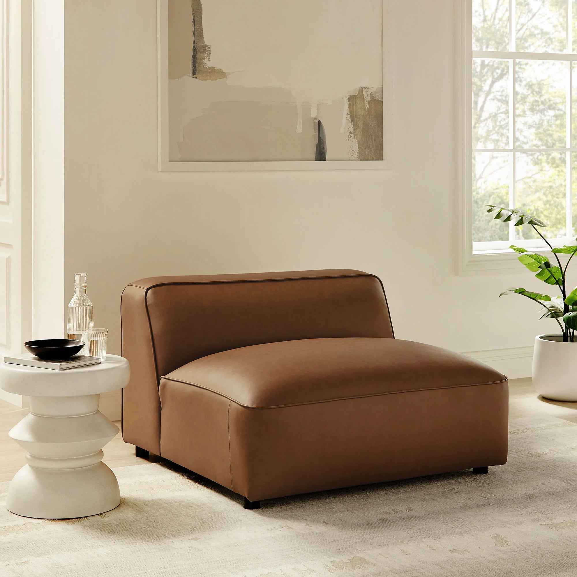 Auren Upholstered Vegan Leather Modular Armless Chair