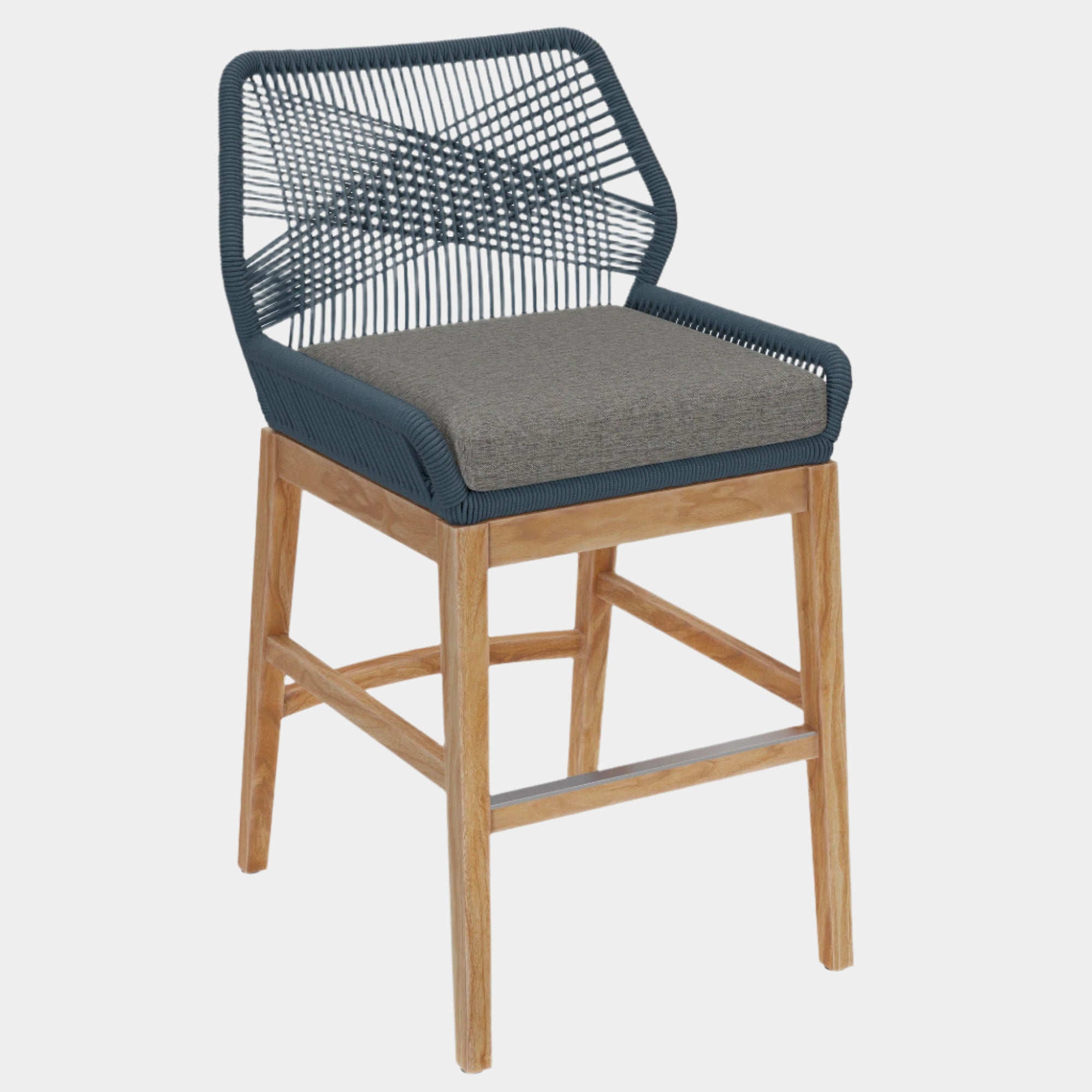 Wellspring Outdoor Patio Teak and Rope Counter Stool